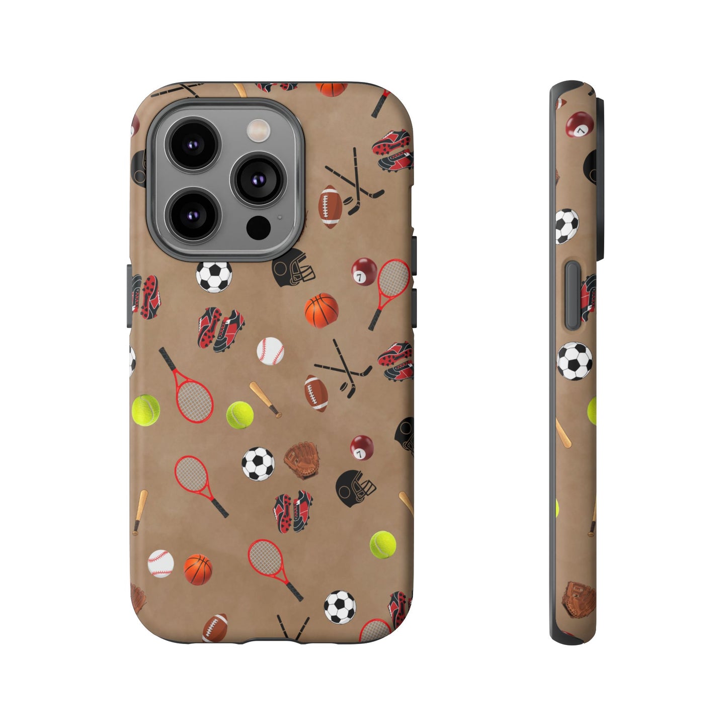 Sports Pattern Phone Case | Athletic iPhone & Samsung Tough Case | Soccer Baseball Basketball Tennis Football Design | Sports Lover Gift