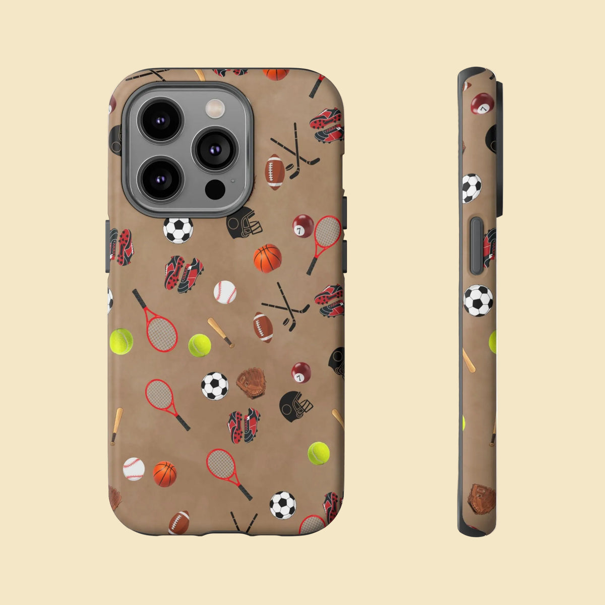 Sports Pattern Phone Case | Athletic iPhone & Samsung Tough Case | Soccer Baseball Basketball Tennis Football Design | Sports Lover Gift