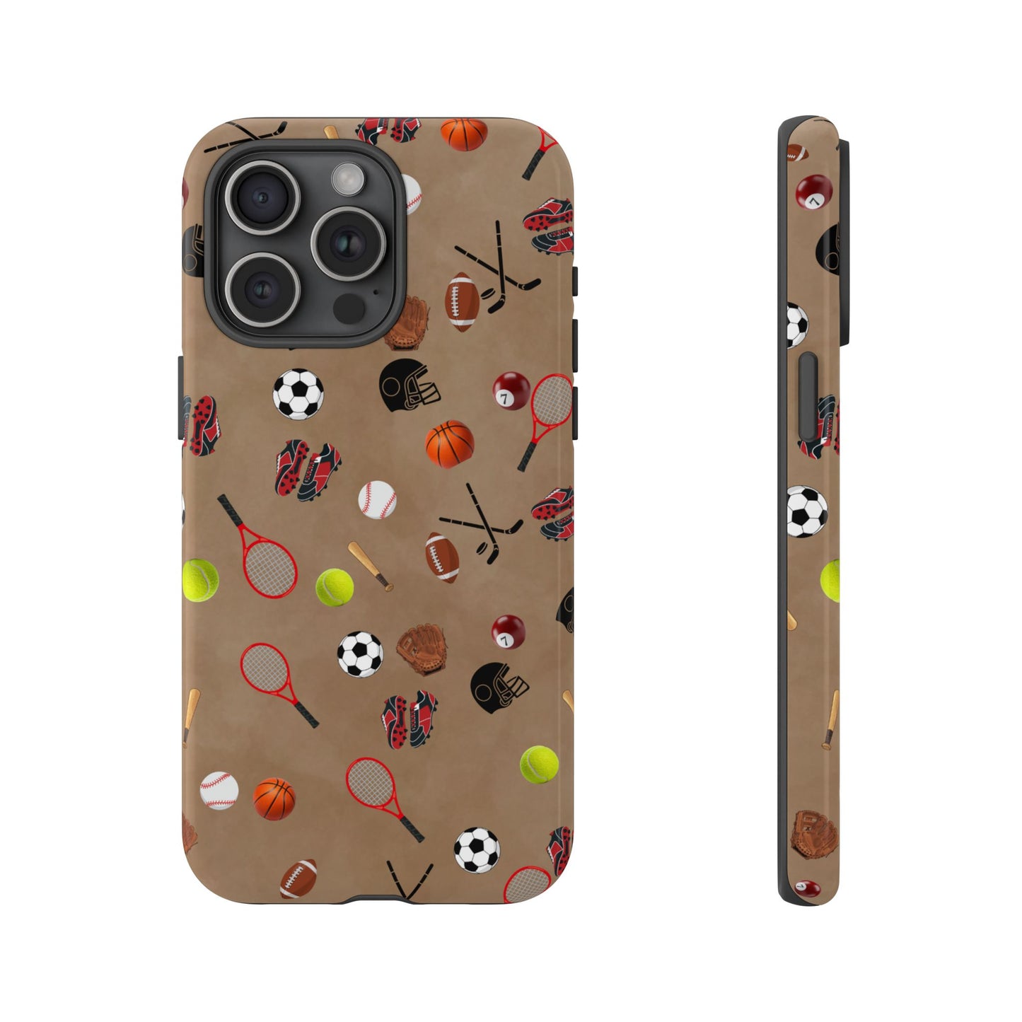 Sports Pattern Phone Case | Athletic iPhone & Samsung Tough Case | Soccer Baseball Basketball Tennis Football Design | Sports Lover Gift