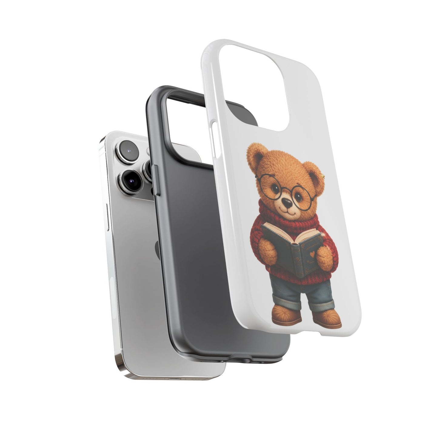 Personalized Teddy Bear Phone Case | Cute Book Lover iPhone & Samsung Case | Custom Name Floral