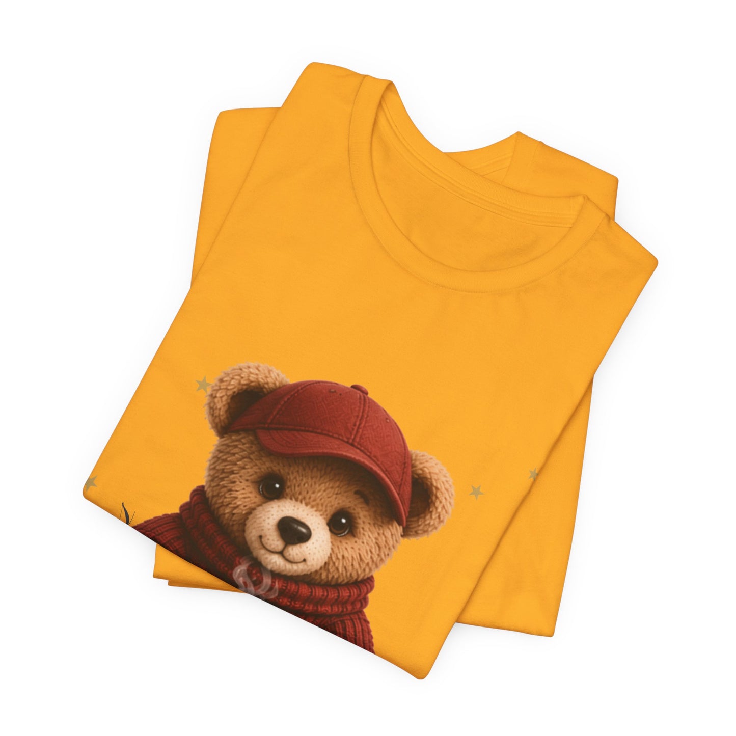 Personalized Teddy Bear Coffee Shirt with Custom Name, Cute Bear Gift, Teddy Bear in Cap T-Shirt