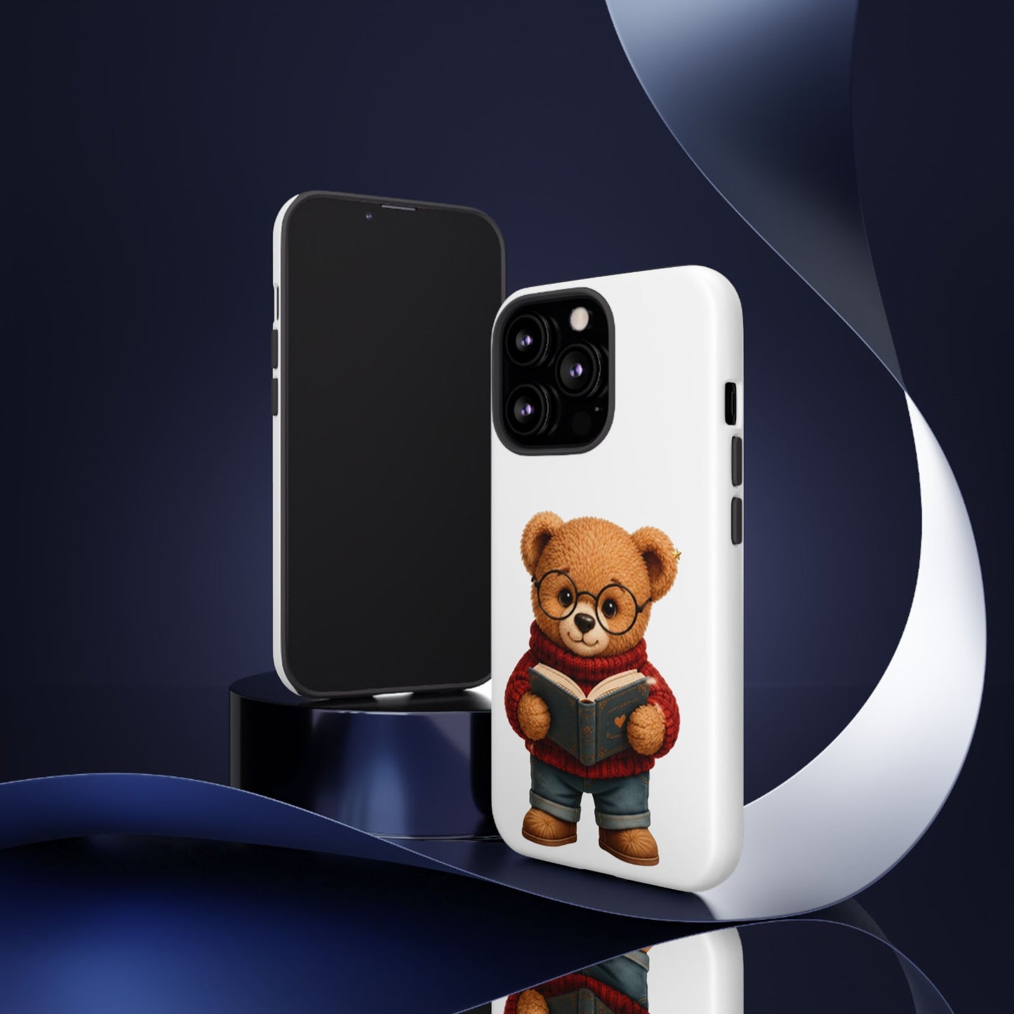 Personalized Teddy Bear Phone Case | Cute Book Lover iPhone & Samsung Case | Custom Name Floral