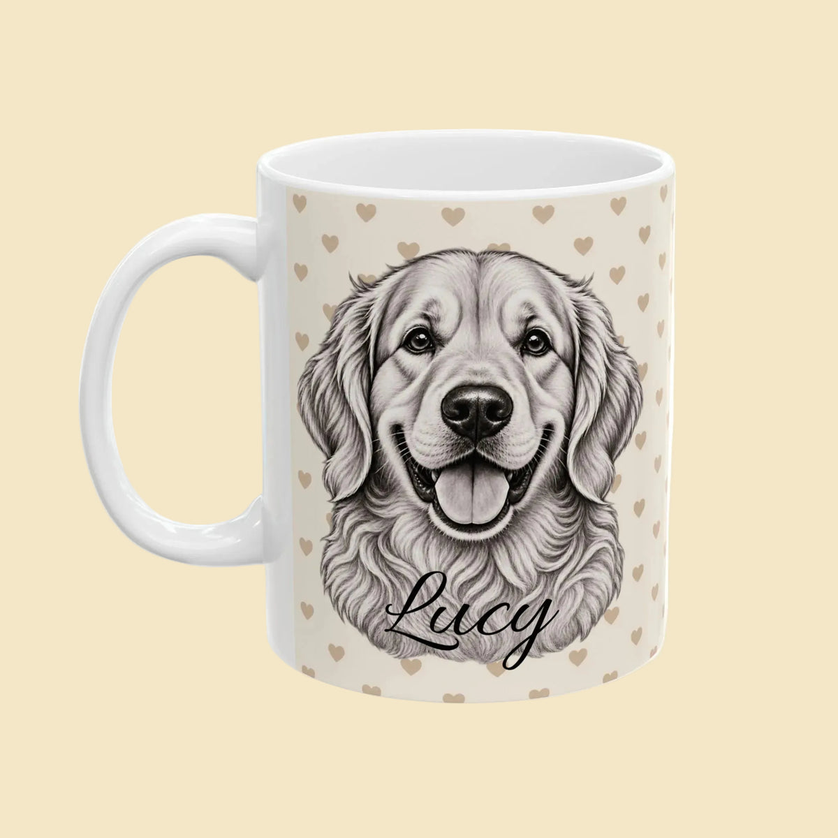Personalized Golden Retriever Mug, Custom Dog Name Coffee Cup, Golden Retriever Lover Gift, Dog Portrait Mug