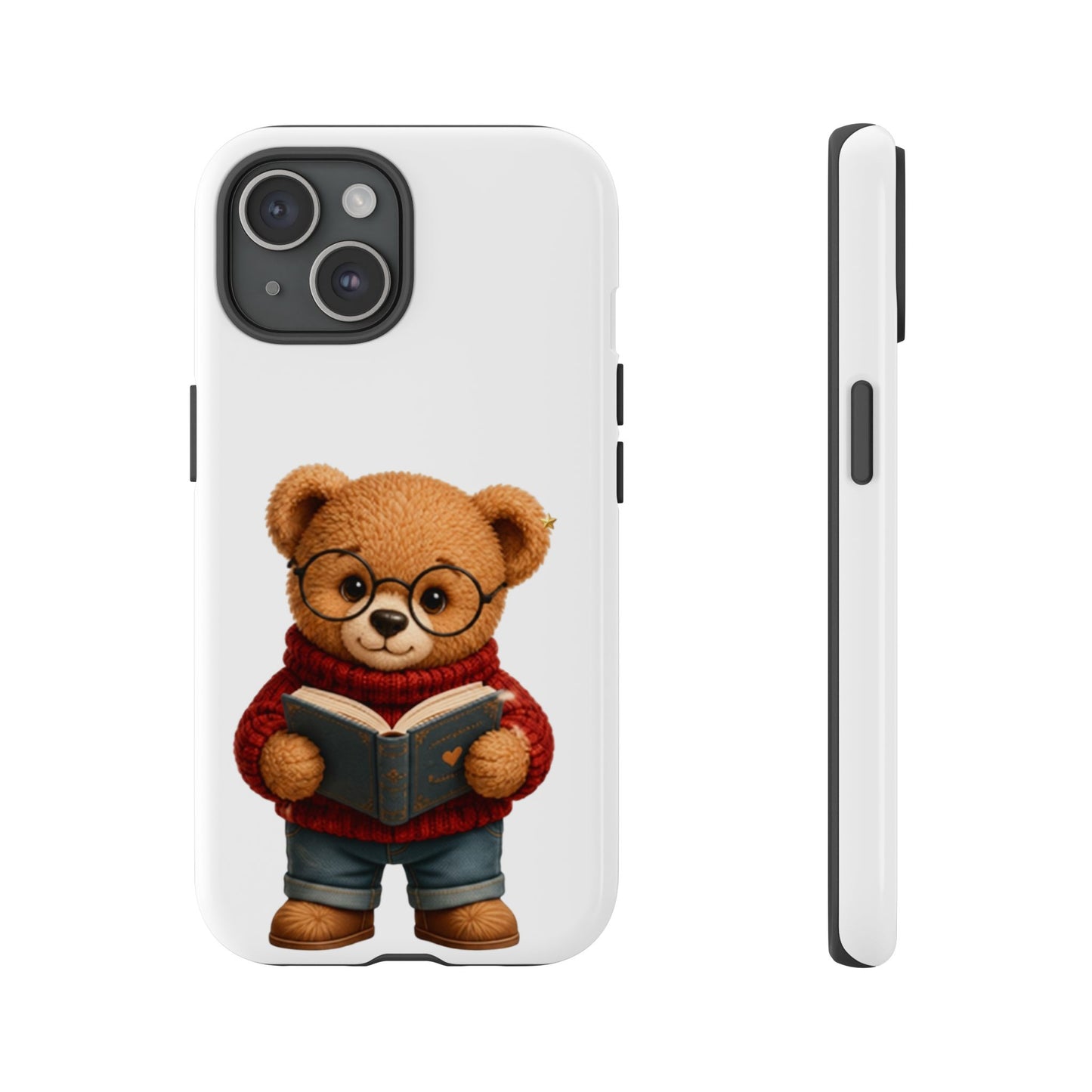 Personalized Teddy Bear Phone Case | Cute Book Lover iPhone & Samsung Case | Custom Name Floral