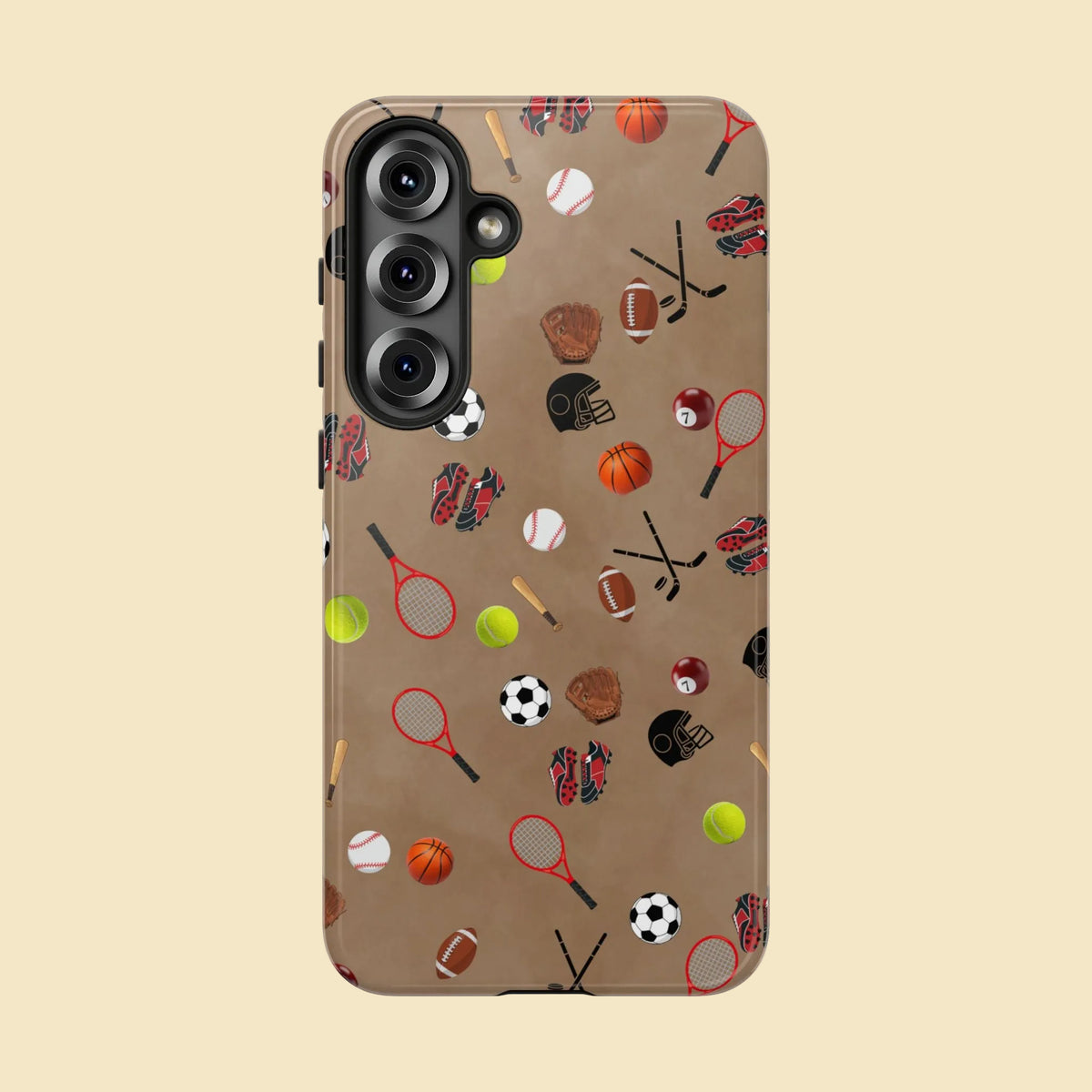 Sports Pattern Phone Case | Athletic iPhone & Samsung Tough Case | Soccer Baseball Basketball Tennis Football Design | Sports Lover Gift