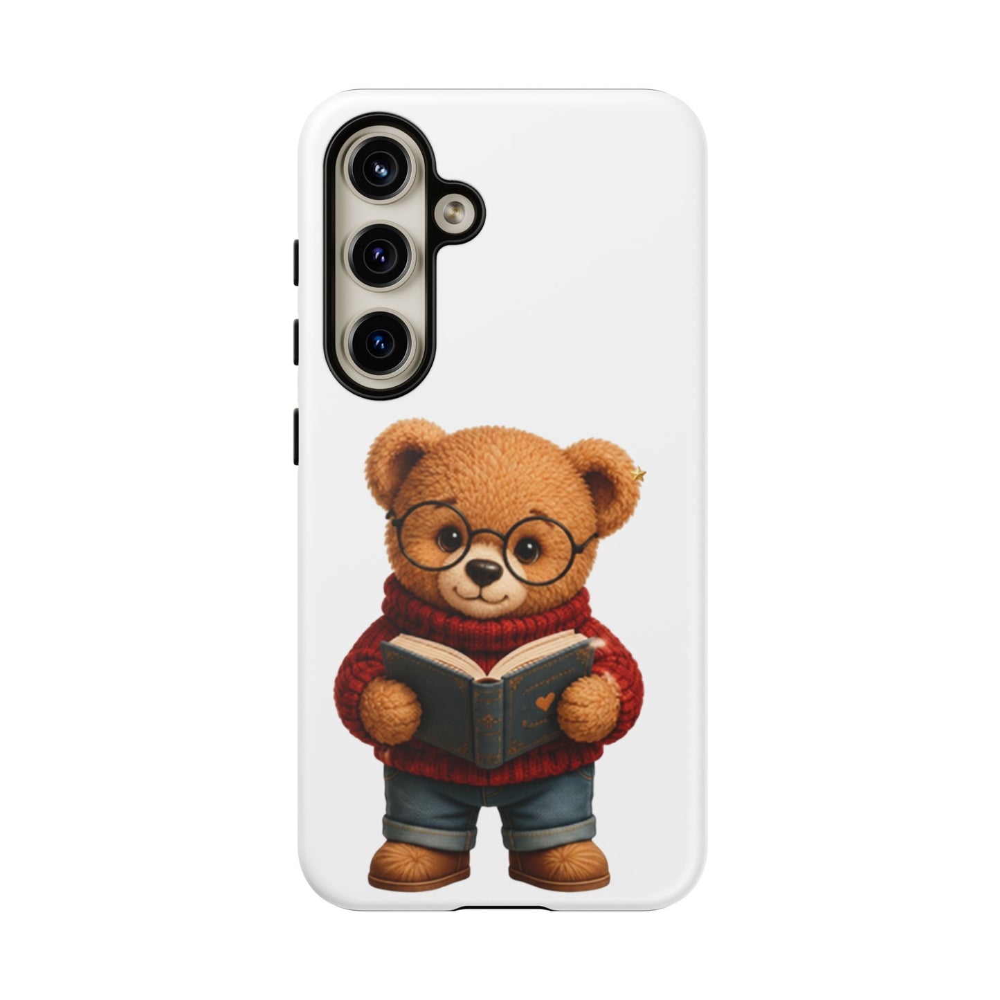 Personalized Teddy Bear Phone Case | Cute Book Lover iPhone & Samsung Case | Custom Name Floral