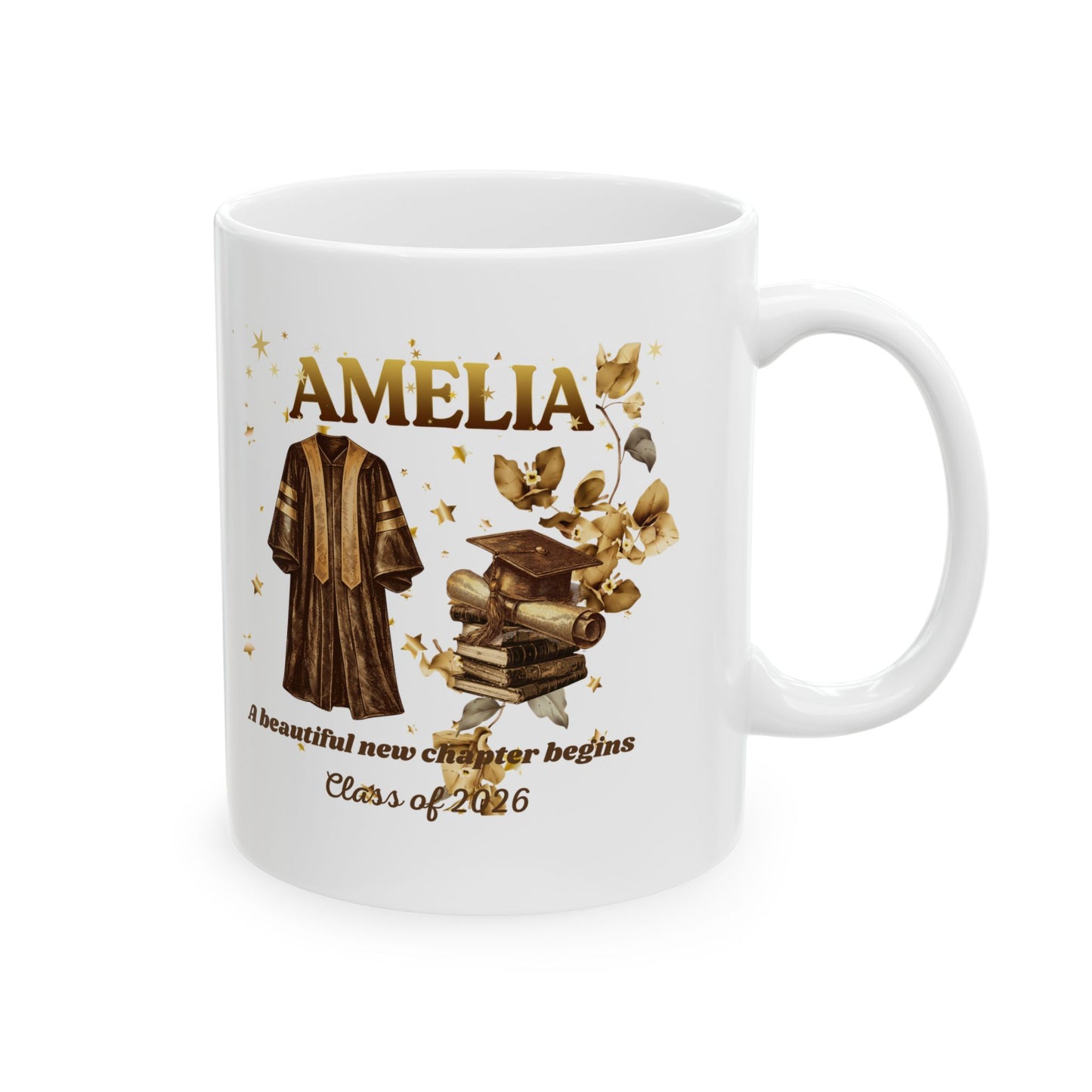 Personalized Graduation Mug | Class of 2026 Gift | A Beautiful New Chapter Begins. Design (11oz/15oz)
