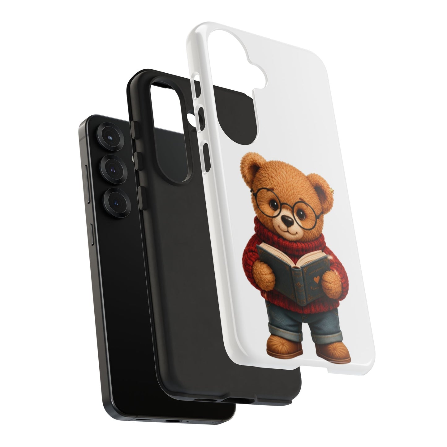 Personalized Teddy Bear Phone Case | Cute Book Lover iPhone & Samsung Case | Custom Name Floral