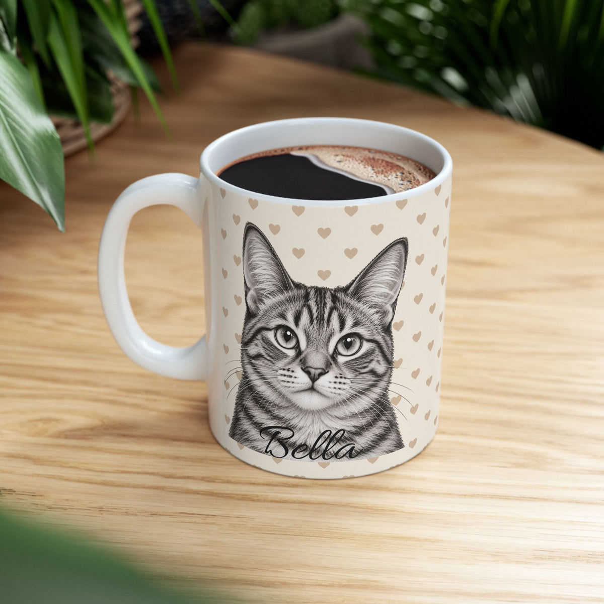 Personalized Tabby Cat Mug, Custom Cat Name Coffee Cup, Tabby Cat Lover Gift, Personalized Cat Mug