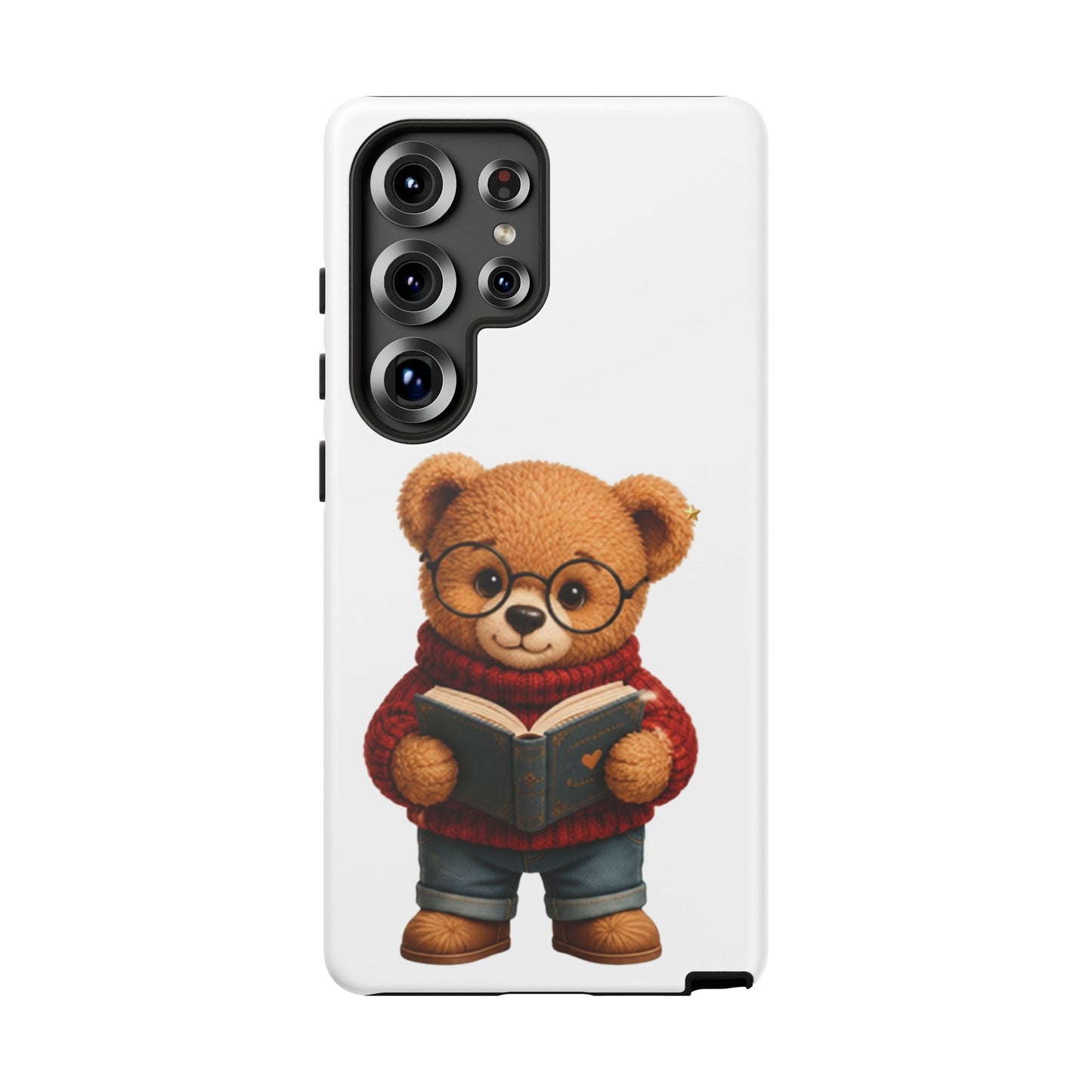 Personalized Teddy Bear Phone Case | Cute Book Lover iPhone & Samsung Case | Custom Name Floral