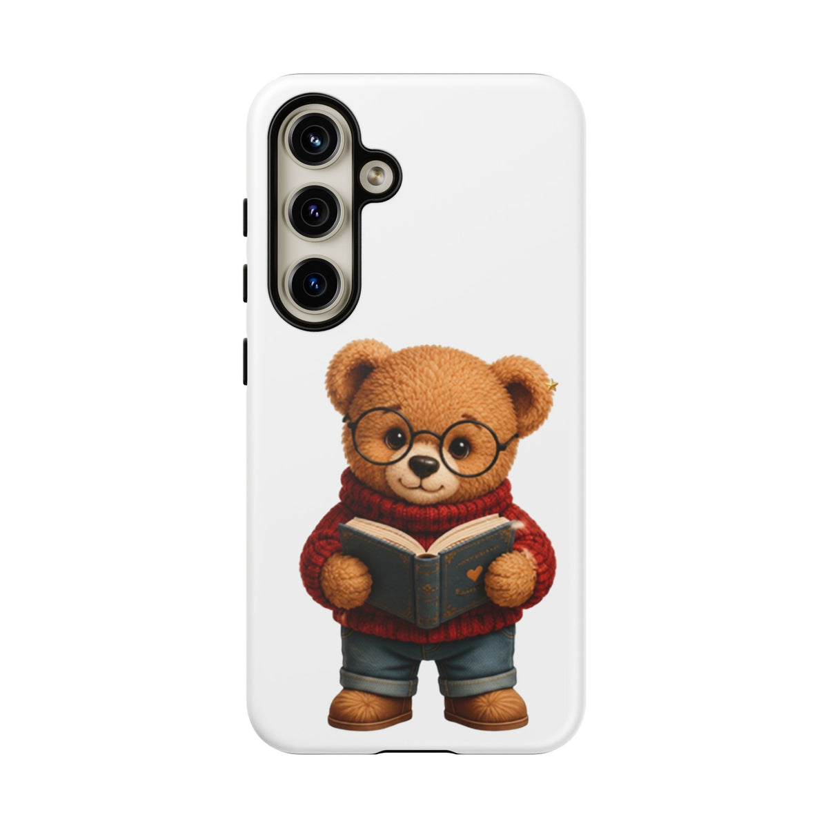 Personalized Teddy Bear Phone Case | Cute Book Lover iPhone & Samsung Case | Custom Name Floral