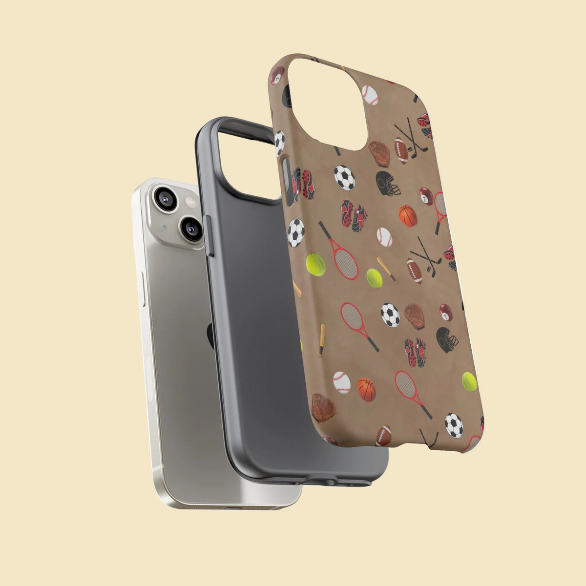 Sports Pattern Phone Case | Athletic iPhone & Samsung Tough Case | Soccer Baseball Basketball Tennis Football Design | Sports Lover Gift