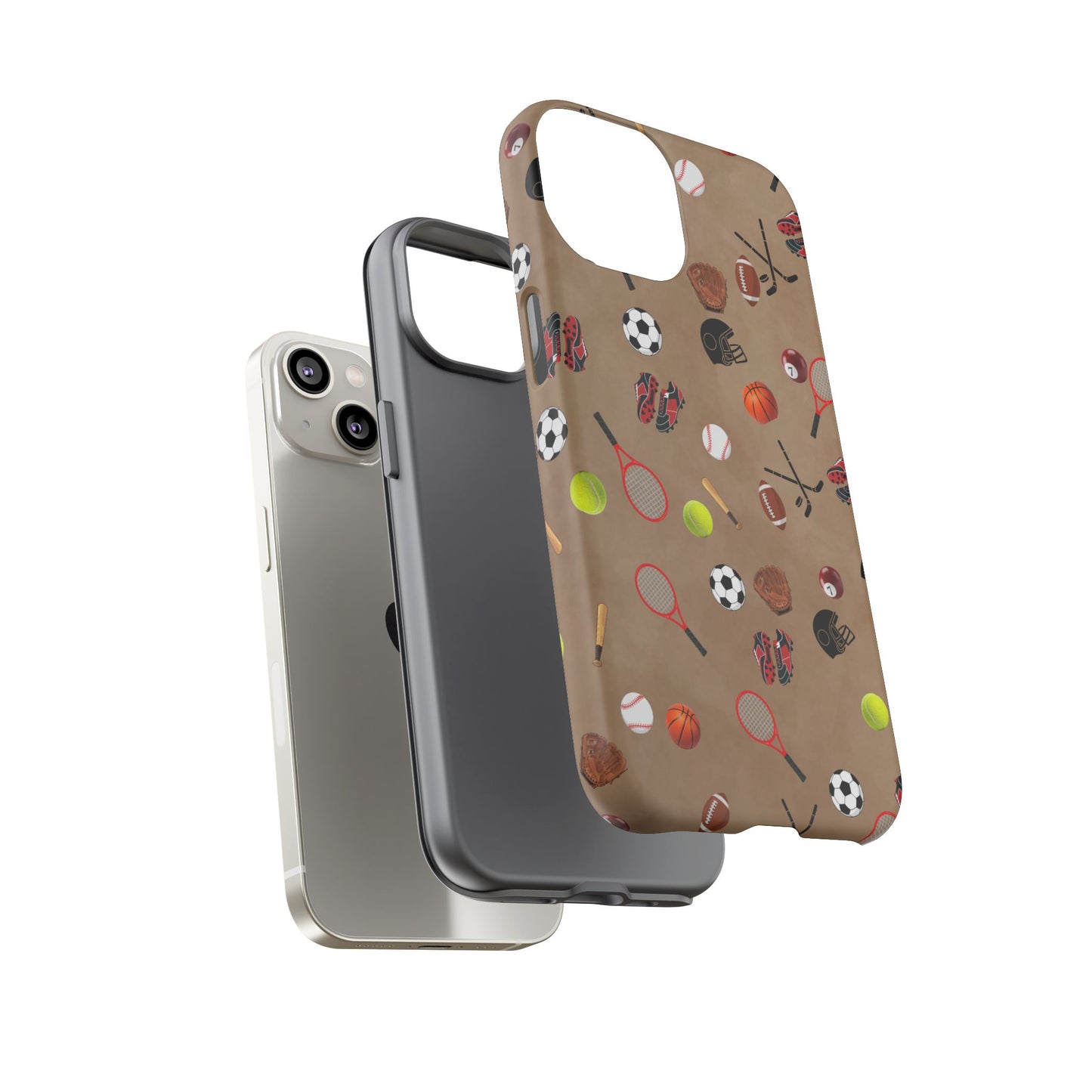 Sports Pattern Phone Case | Athletic iPhone & Samsung Tough Case | Soccer Baseball Basketball Tennis Football Design | Sports Lover Gift