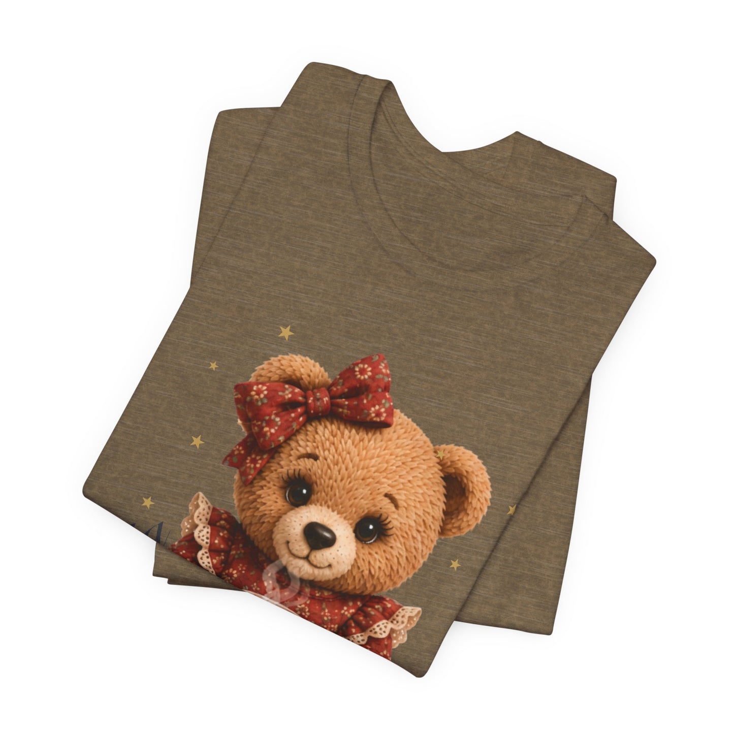 Personalized Teddy Bear Coffee Shirt with Custom Name, Cute Bear Gift, Floral Coffee Teddy Bear T-Shirt