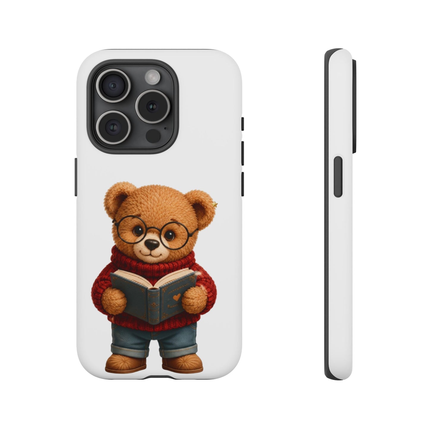 Personalized Teddy Bear Phone Case | Cute Book Lover iPhone & Samsung Case | Custom Name Floral