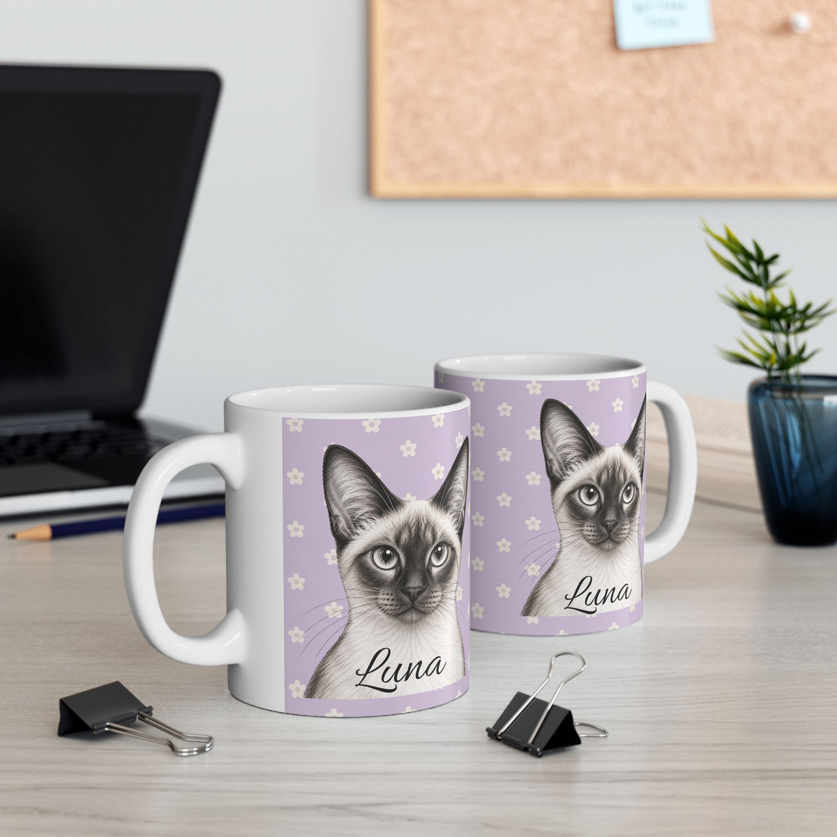Personalized Siamese Cat Mug, Custom Cat Name Coffee Cup, Siamese Cat Lover Gift, Personalized Cat Mug