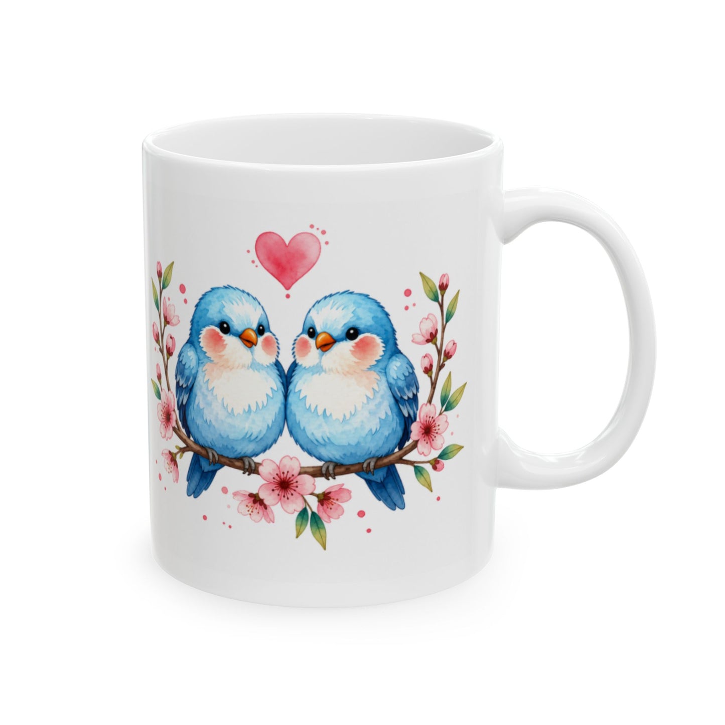 Coffee Mug Watercolor Love Birds