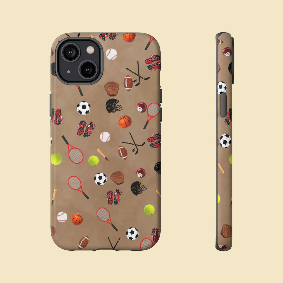 Sports Pattern Phone Case | Athletic iPhone & Samsung Tough Case | Soccer Baseball Basketball Tennis Football Design | Sports Lover Gift