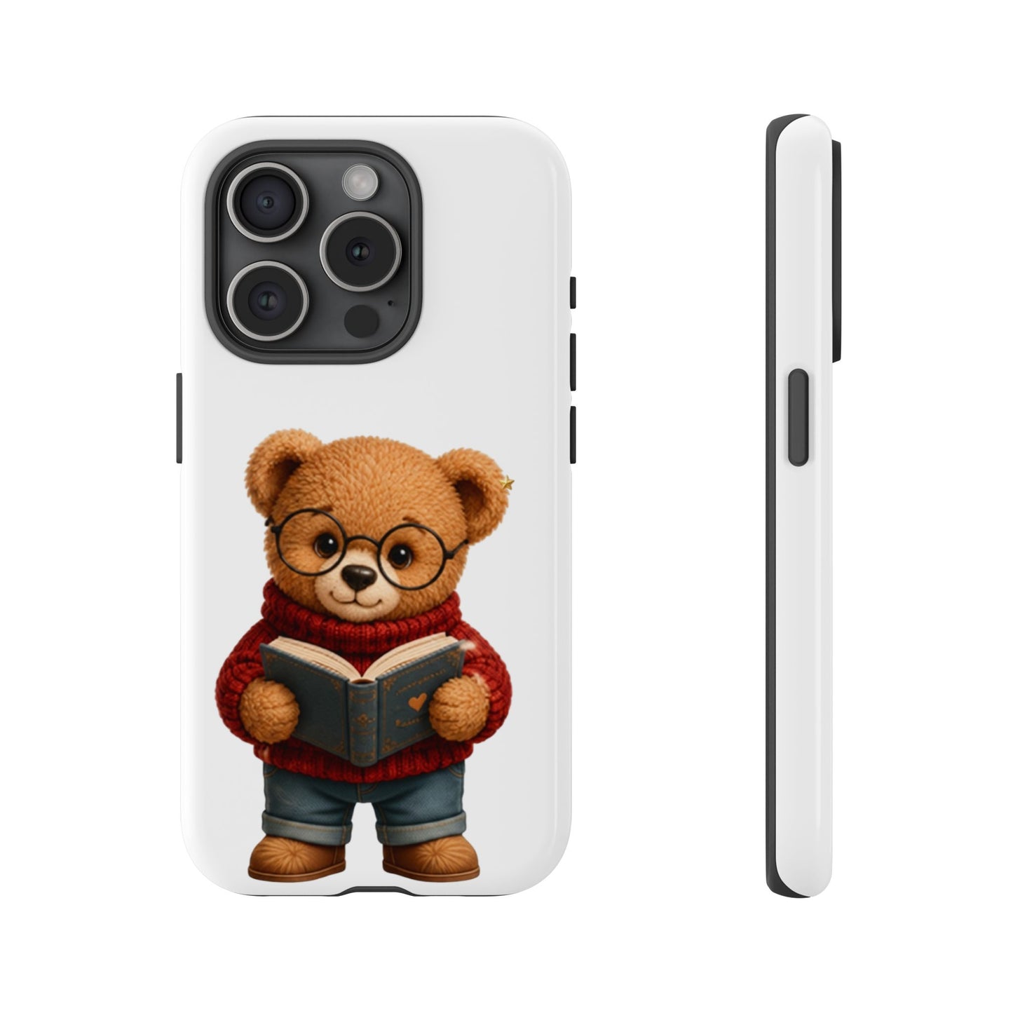 Personalized Teddy Bear Phone Case | Cute Book Lover iPhone & Samsung Case | Custom Name Floral
