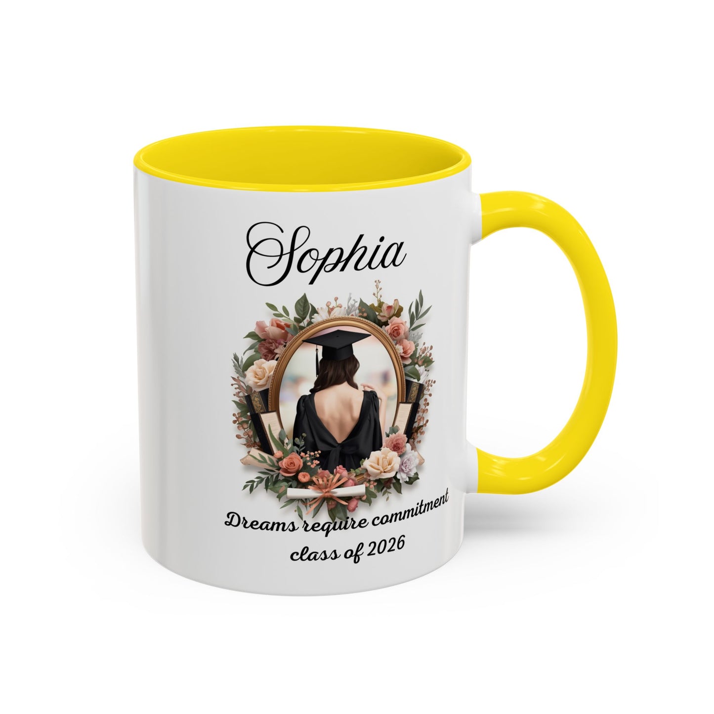 Personalized Graduation Coffee Mug | Class of 2026 Gift for Her | Floral College Mug