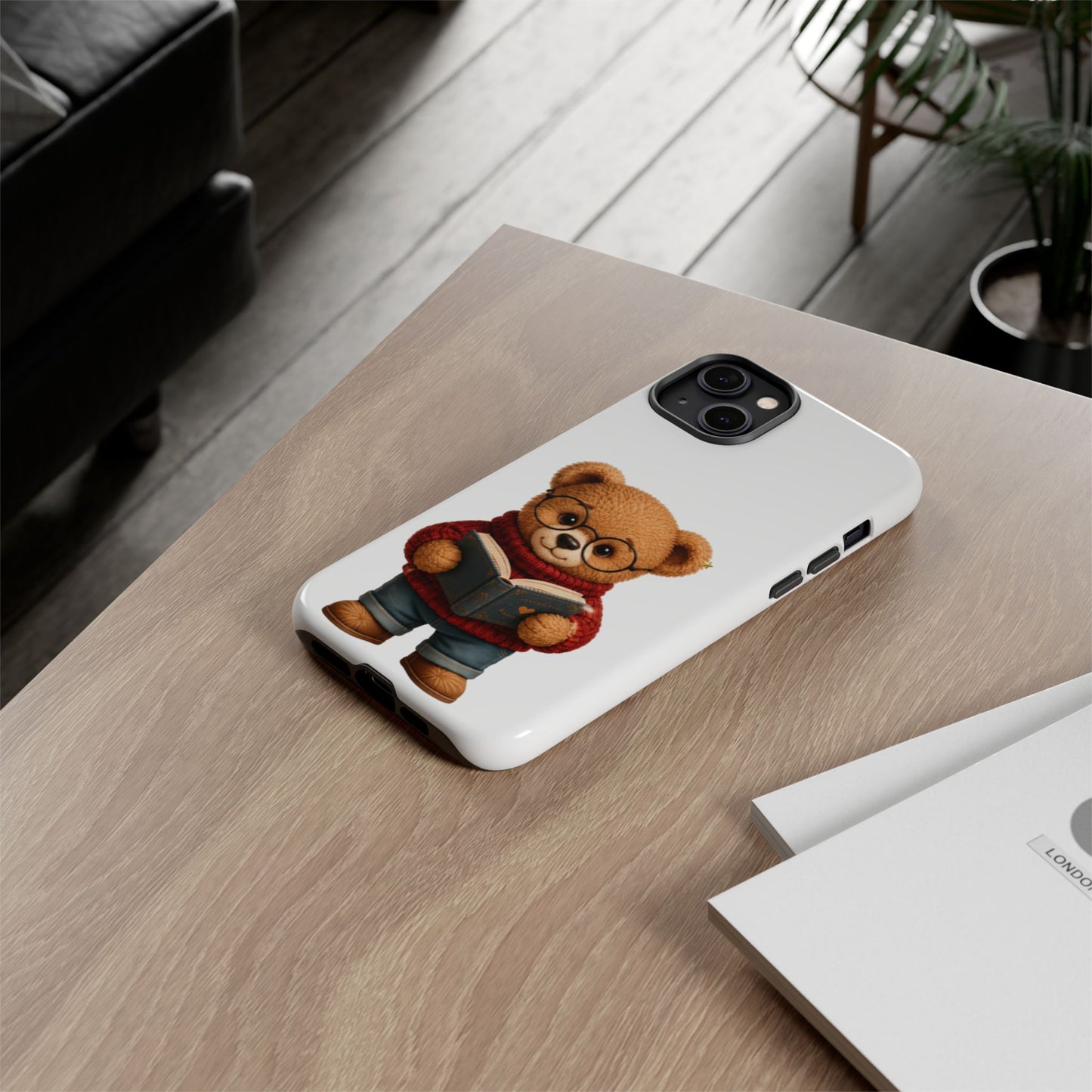 Personalized Teddy Bear Phone Case | Cute Book Lover iPhone & Samsung Case | Custom Name Floral