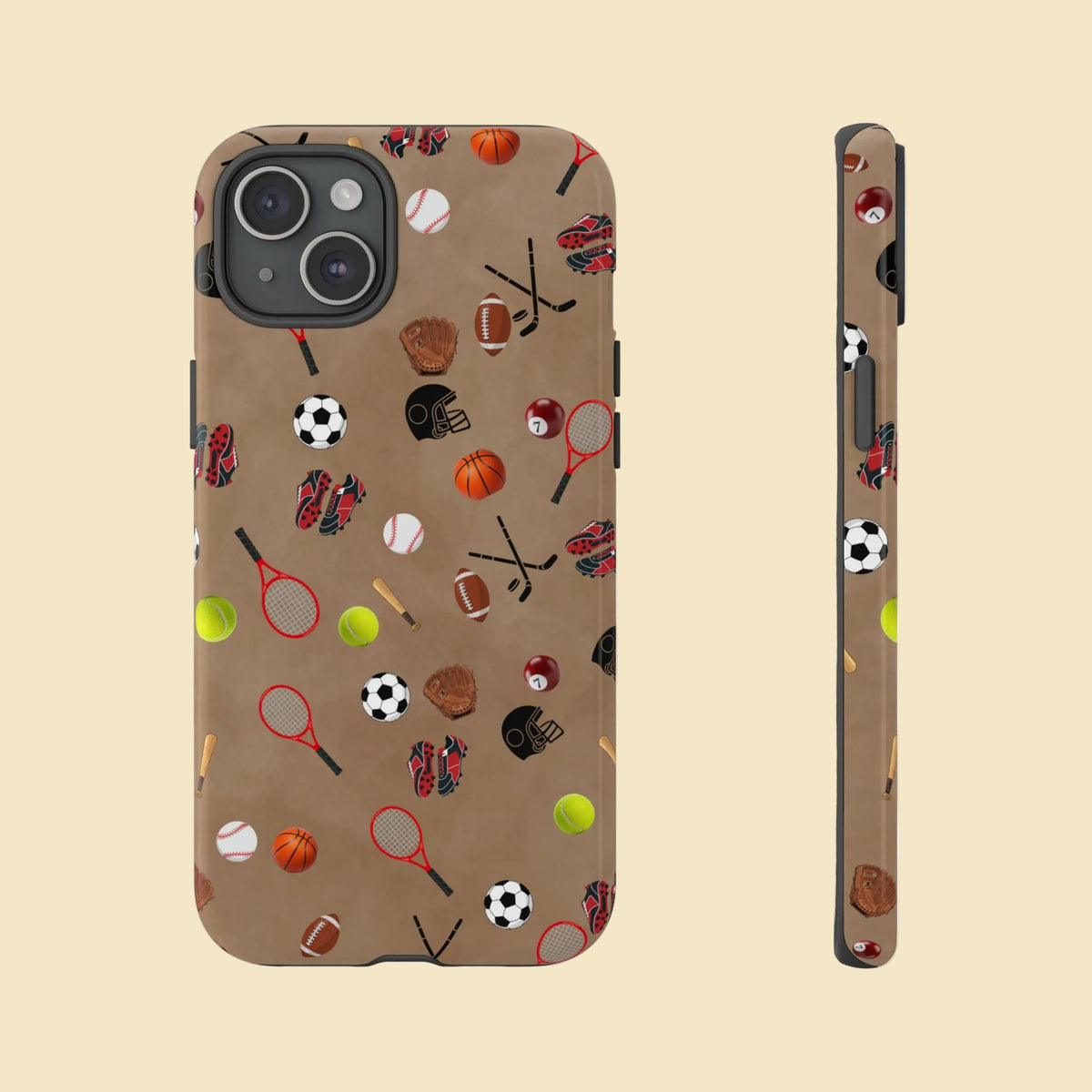 Sports Pattern Phone Case | Athletic iPhone & Samsung Tough Case | Soccer Baseball Basketball Tennis Football Design | Sports Lover Gift