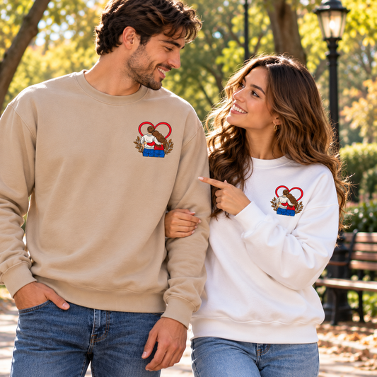 Romantic Couple Embroidered Sweatshirt | Heart Design | Unisex Crewneck | Gift for Couples