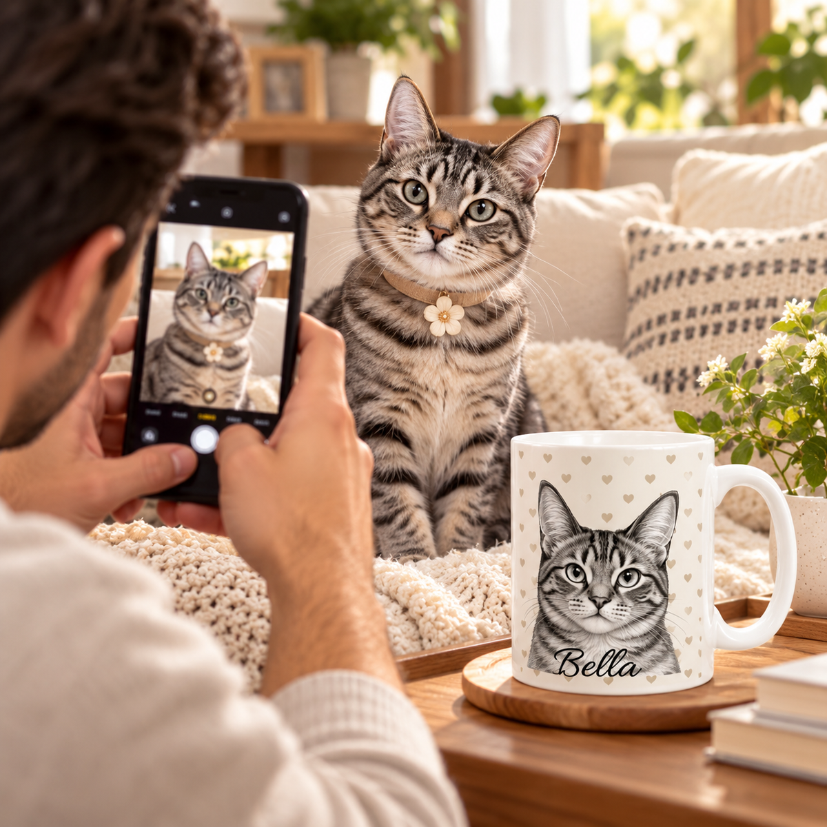 Personalized Tabby Cat Mug, Custom Cat Name Coffee Cup, Tabby Cat Lover Gift, Personalized Cat Mug