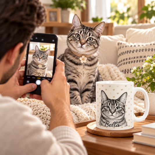 Personalized Tabby Cat Mug, Custom Cat Name Coffee Cup, Tabby Cat Lover Gift, Personalized Cat Mug