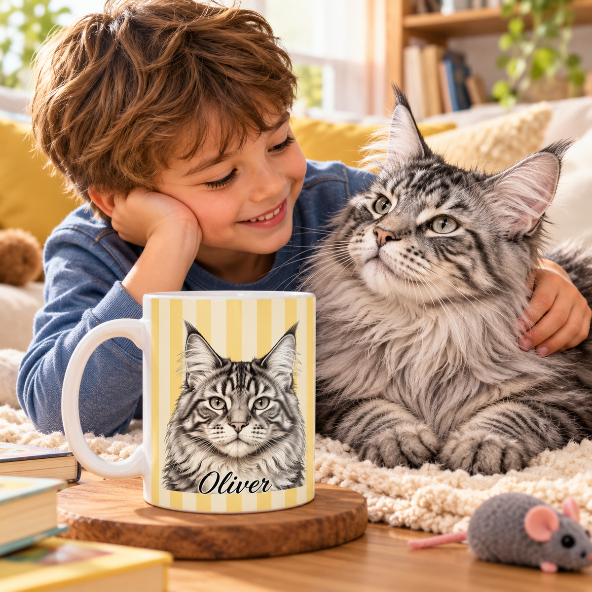Personalized Maine Coon Mug, Custom Cat Name Coffee Cup, Maine Coon Lover Gift, Personalized Cat Mug