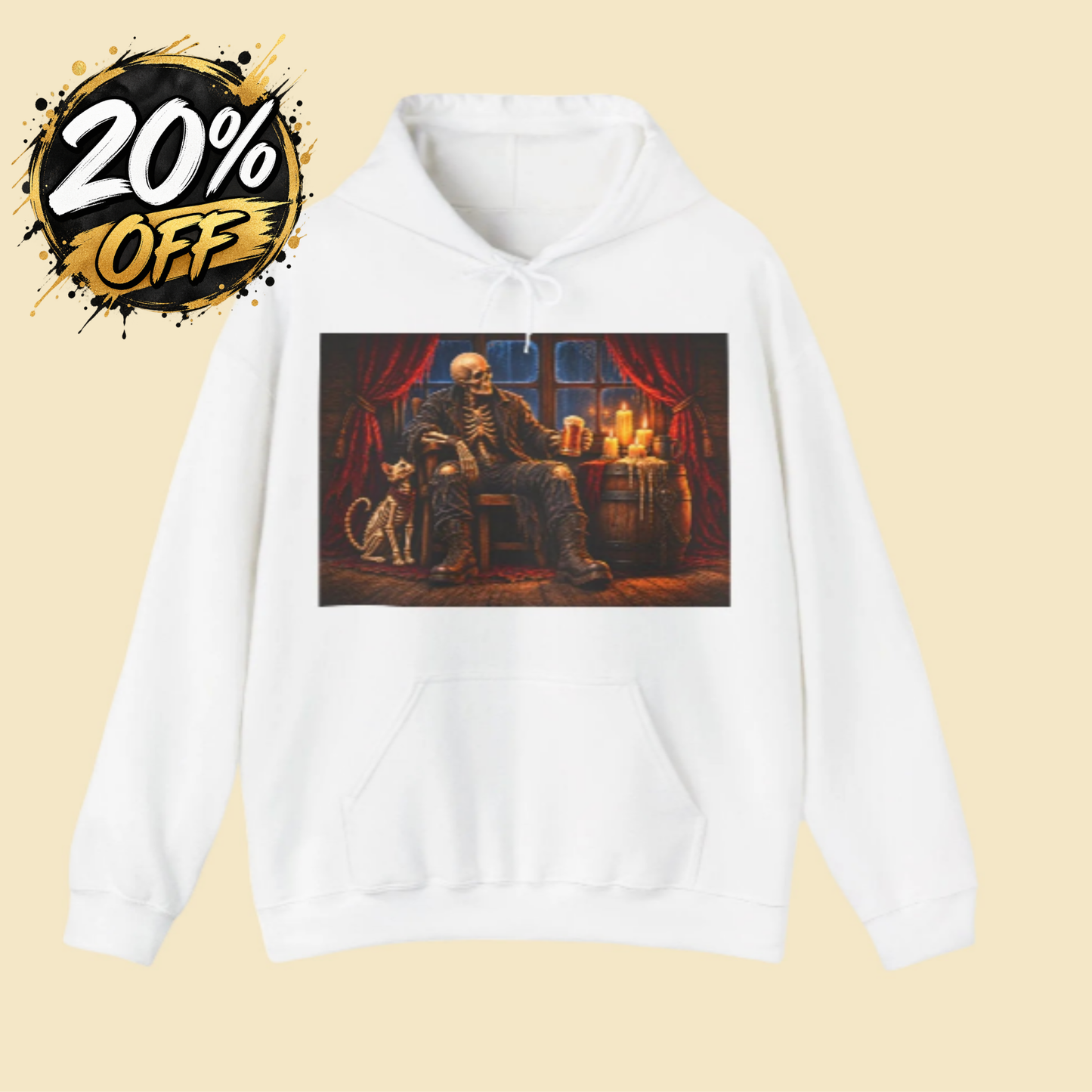Skeleton Pirate Hoodie – Dark Fantasy Tavern Graphic Sweatshirt, Gothic Skull Hoodie