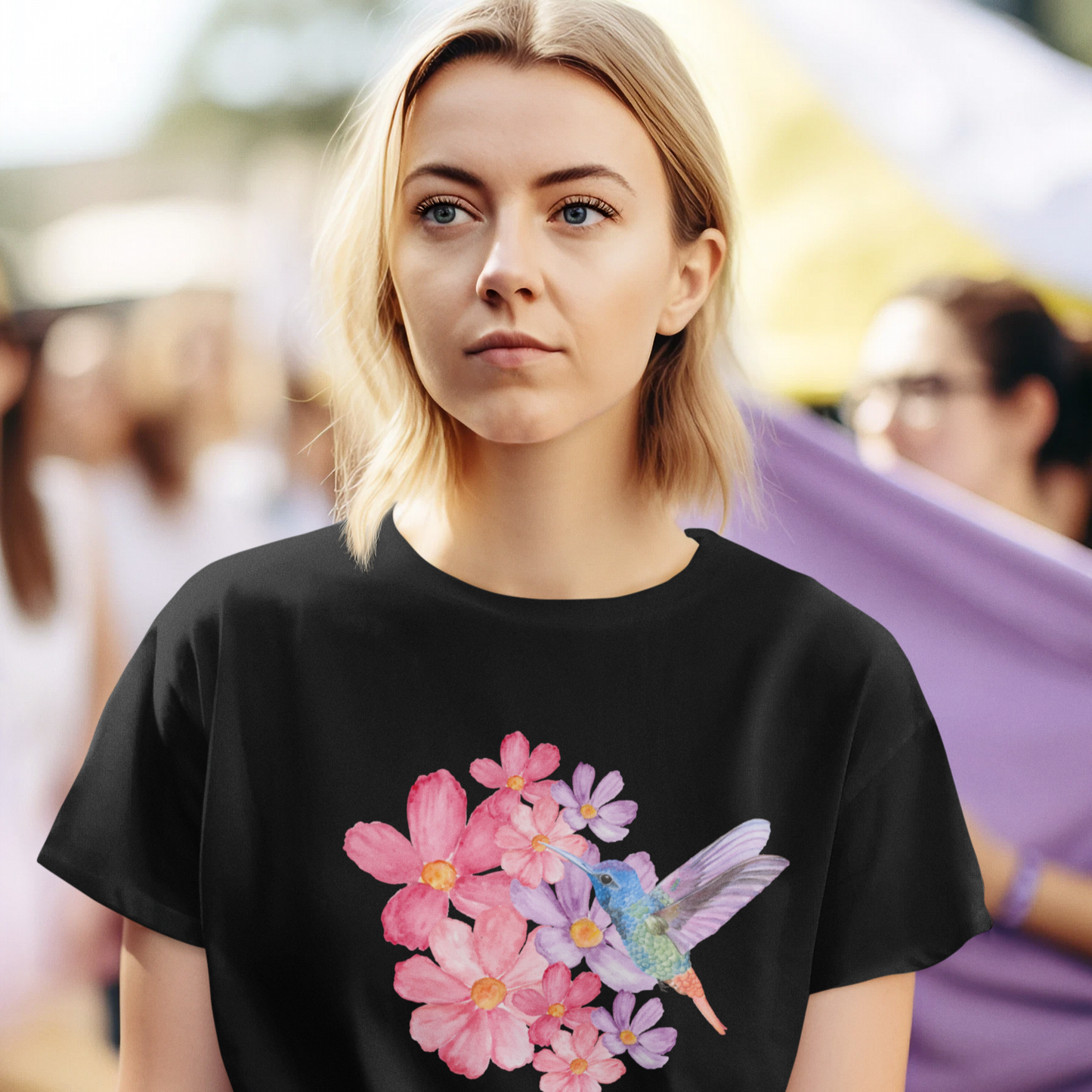 Women's Floral Print T-Shirt, Botanical Nature Tee, Spring Flower Shirt, Gift for Her