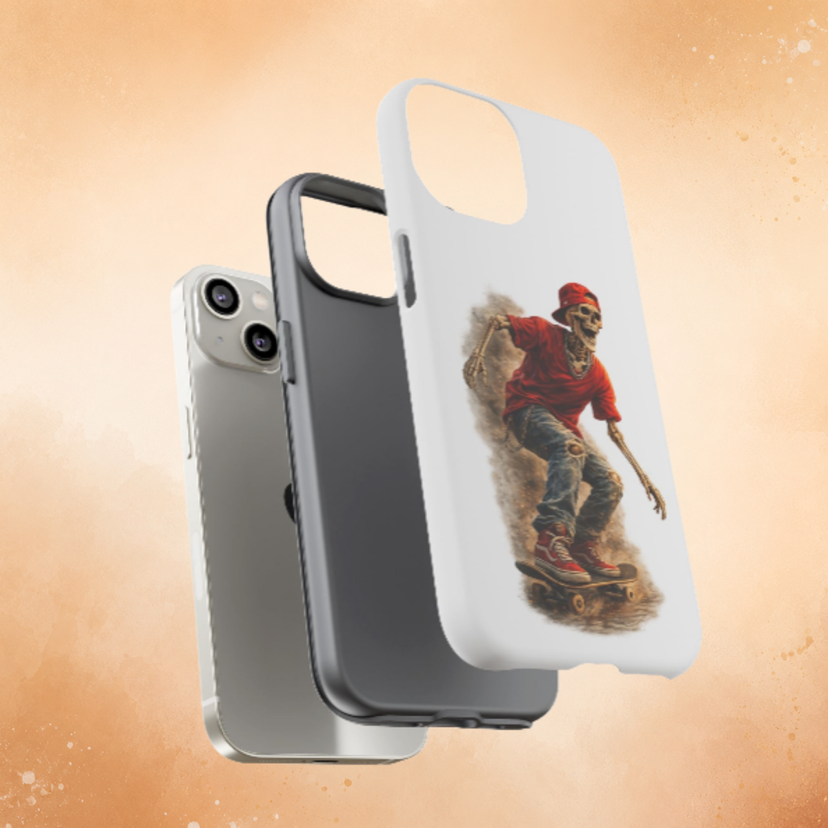 Skeleton Skateboard Phone Case | Gothic Skater iPhone & Samsung Case | Vintage Streetwear Cover