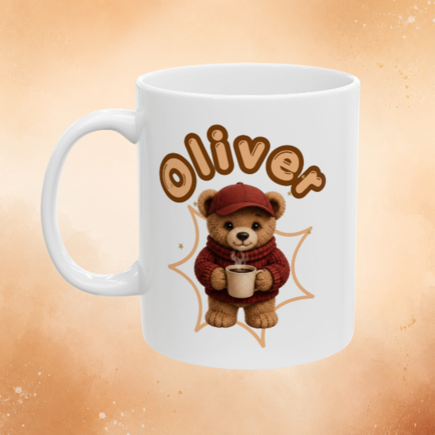 Personalized coffee mug with teddy bear | Mug with custom name | Cute bear coffee mug | Gift for the coffee lover | Cozy personalized mug | 11 ounces 15 ounces