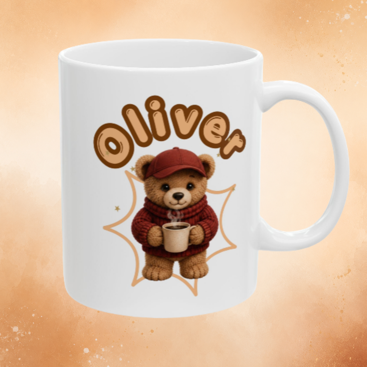 Personalized coffee mug with teddy bear | Mug with custom name | Cute bear coffee mug | Gift for the coffee lover | Cozy personalized mug | 11 ounces 15 ounces