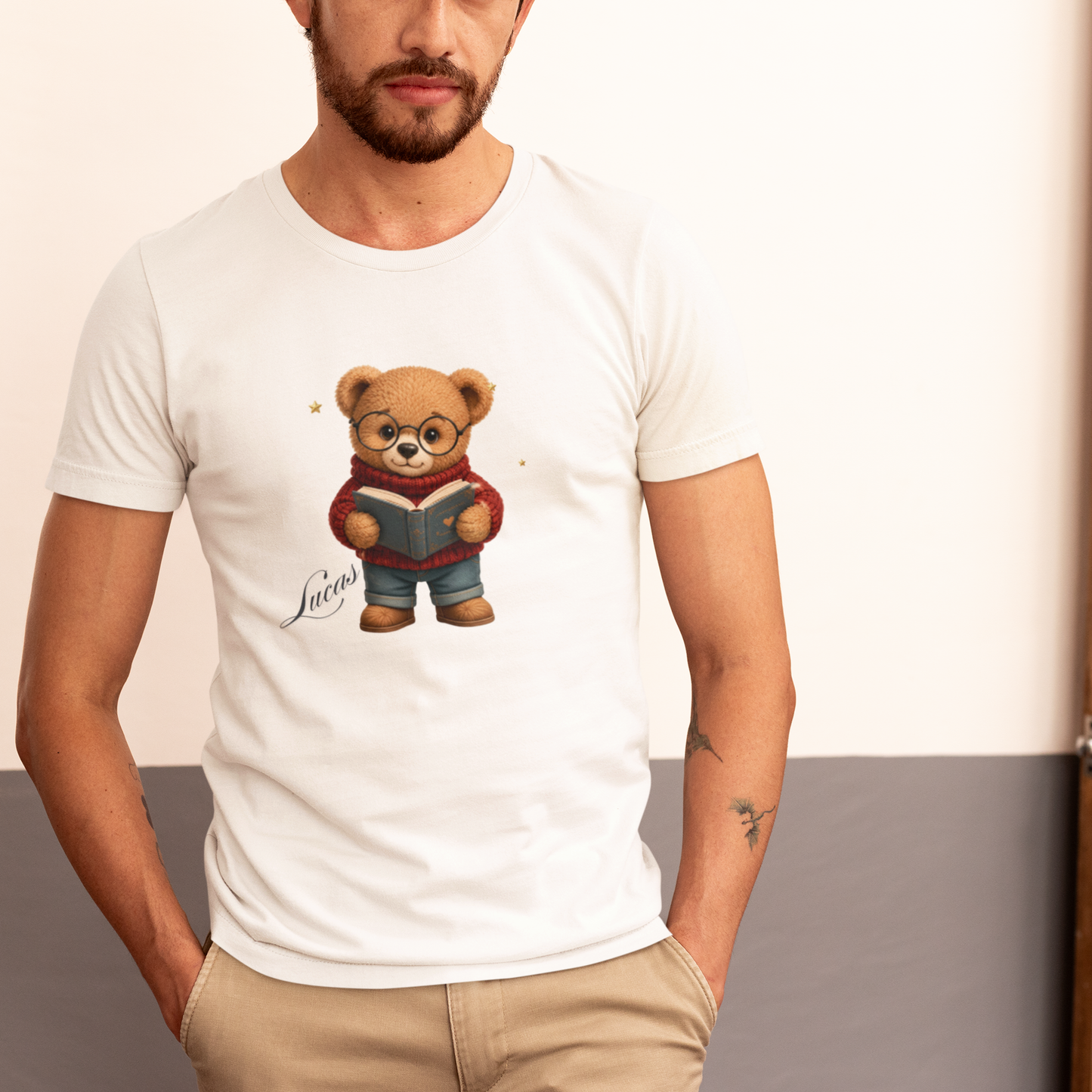 Personalized Teddy Bear Shirt, Custom Name Bear Gift, Cute Reading Bear