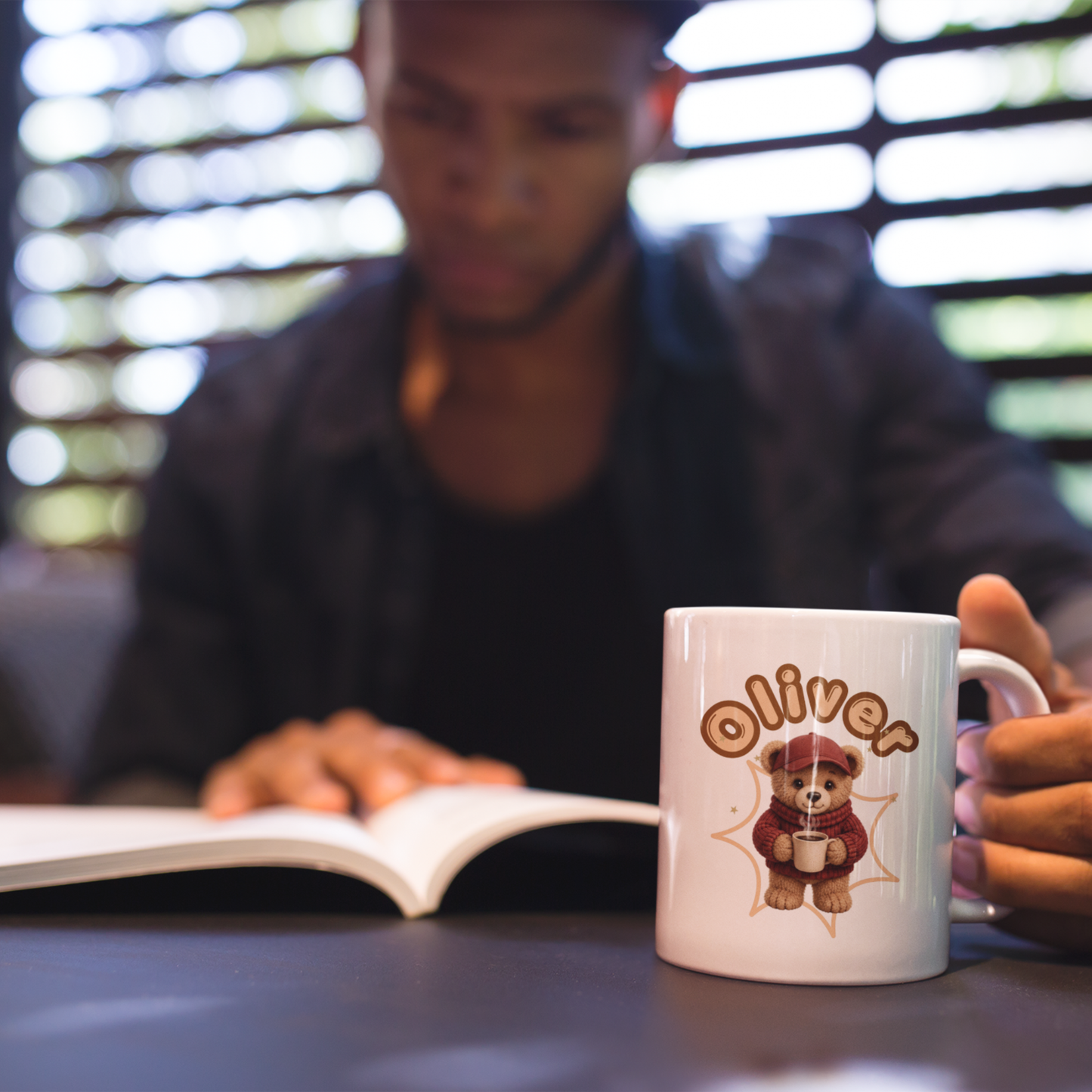 Personalized coffee mug with teddy bear | Mug with custom name | Cute bear coffee mug | Gift for the coffee lover | Cozy personalized mug | 11 ounces 15 ounces