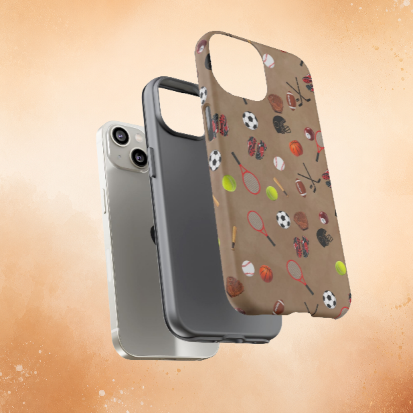 Sports Pattern Phone Case | Athletic iPhone & Samsung Tough Case | Soccer Baseball Basketball Tennis Football Design | Sports Lover Gift