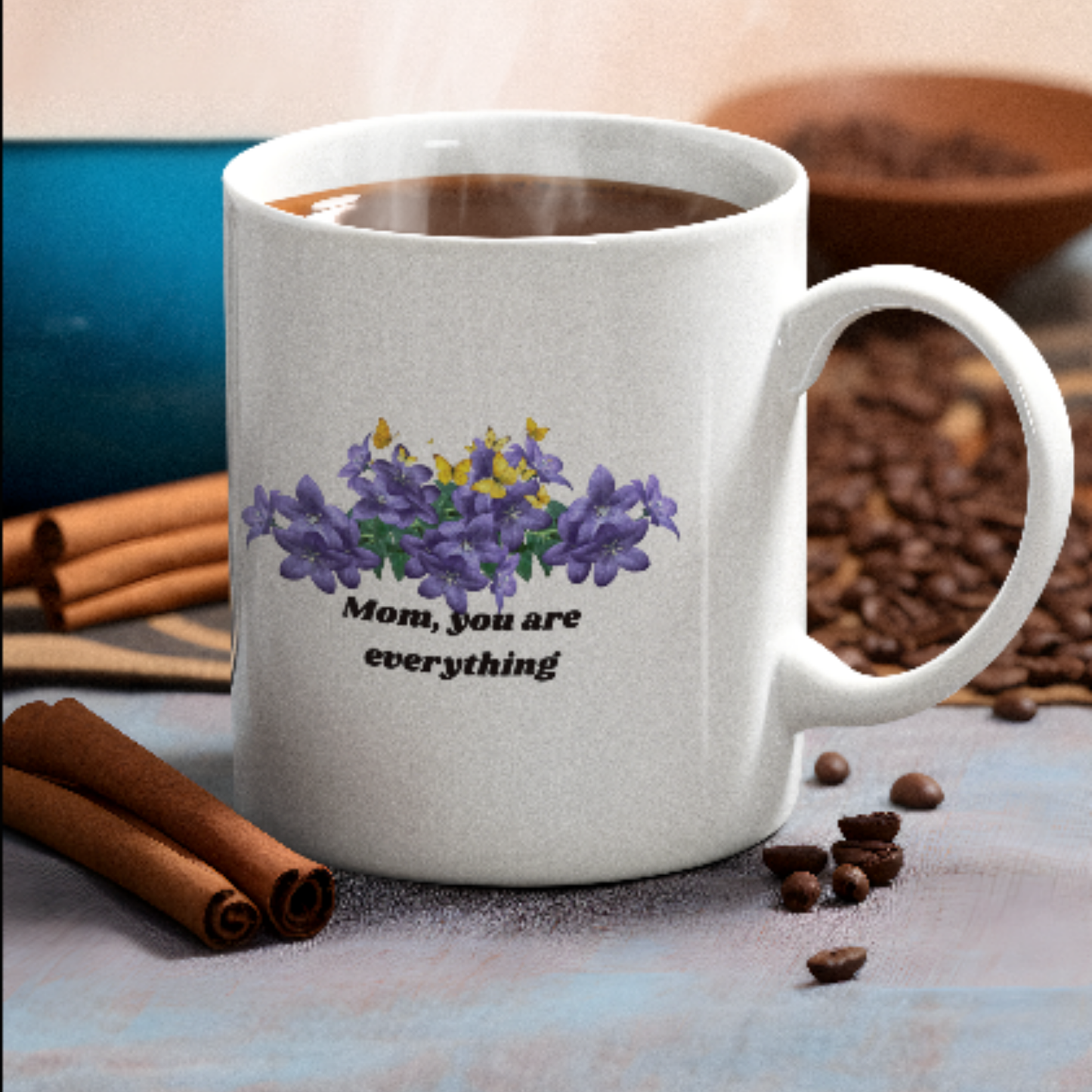 Personalized Mom Mug | Floral Gift for Mom | Mom, You Are Everything Ceramic Mug, (11oz, 15oz)