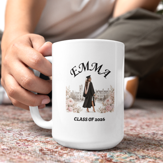 Personalized Graduation Mug | Class of 2026 Gift | Elegant College Graduate Mug Cup (11oz & 15oz)