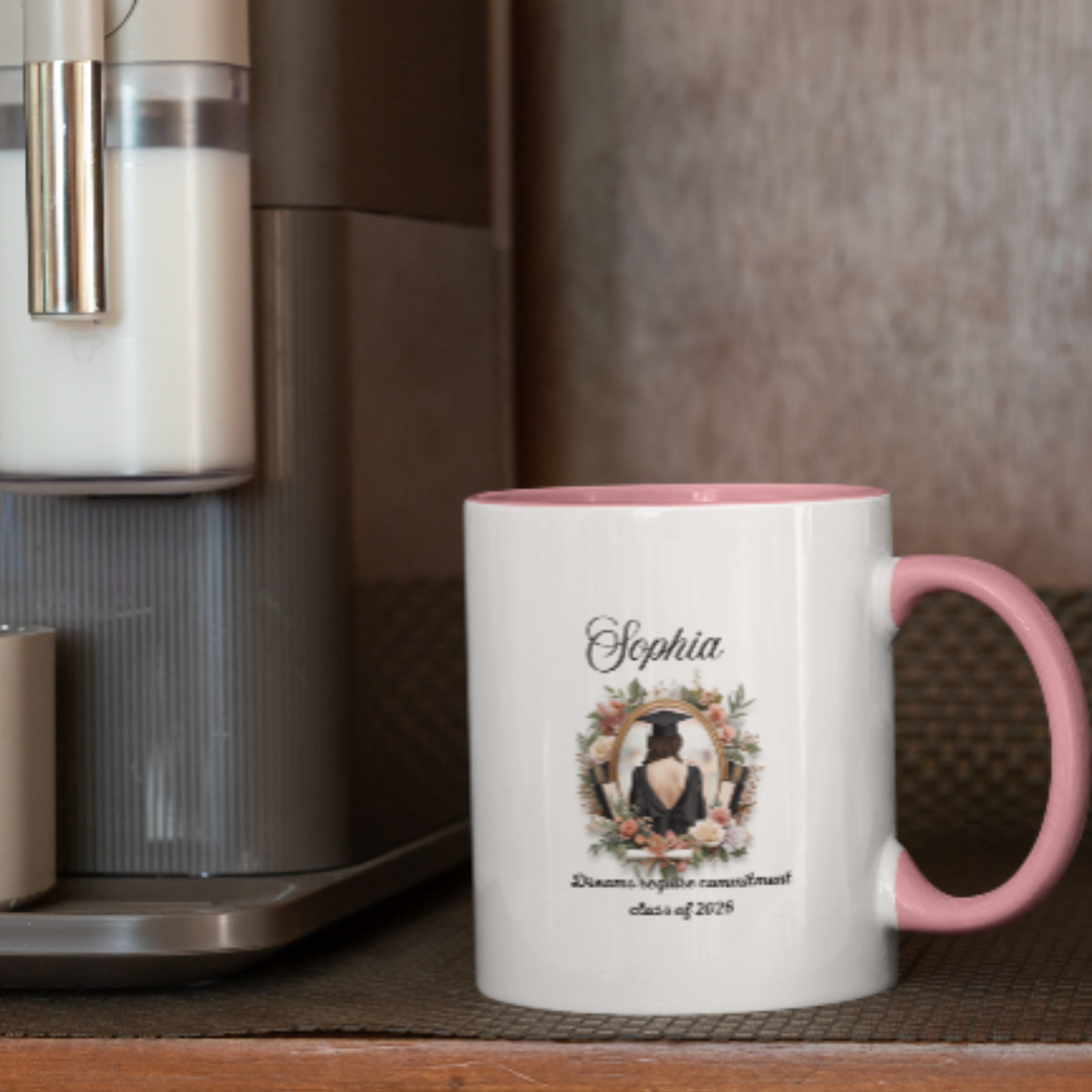 Personalized Graduation Coffee Mug | Class of 2026 Gift for Her | Floral College Mug