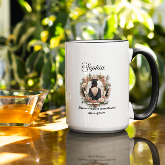Personalized Graduation Coffee Mug | Class of 2026 Gift for Her | Floral College Mug