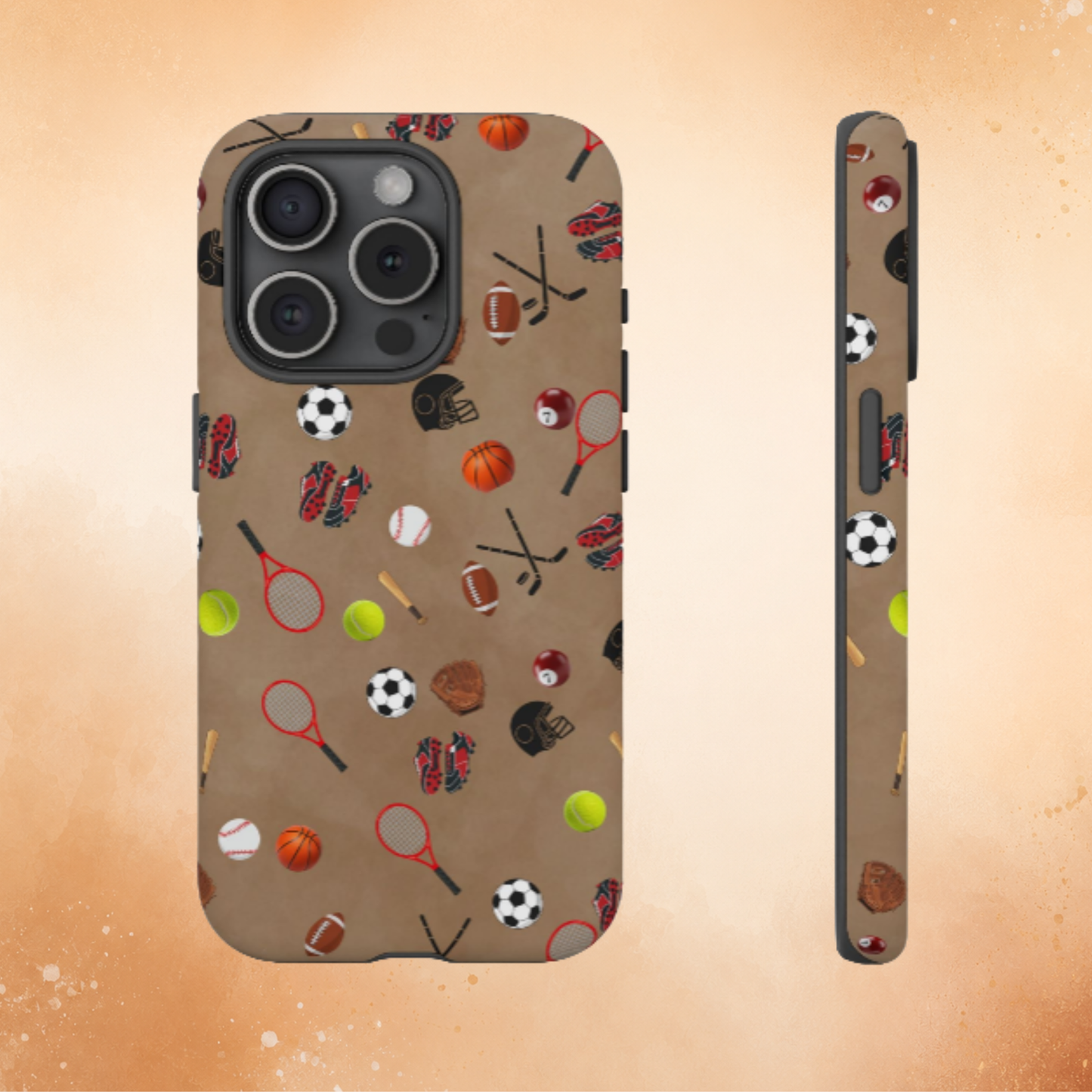 Sports Pattern Phone Case | Athletic iPhone & Samsung Tough Case | Soccer Baseball Basketball Tennis Football Design | Sports Lover Gift