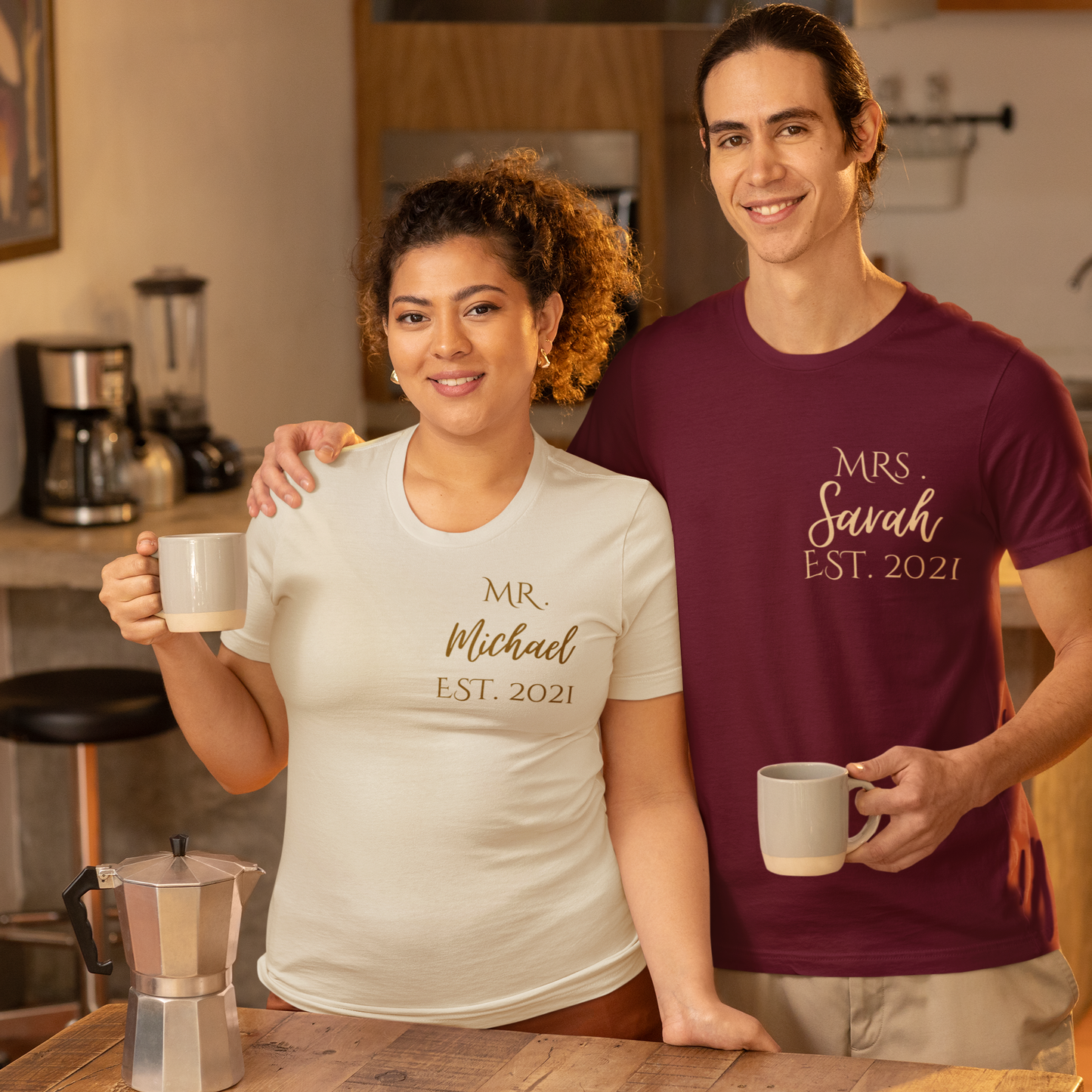 Custom Mr. and Mrs. Shirts | Couple Gift | Wedding and Anniversary T-Shirt with Name and Year