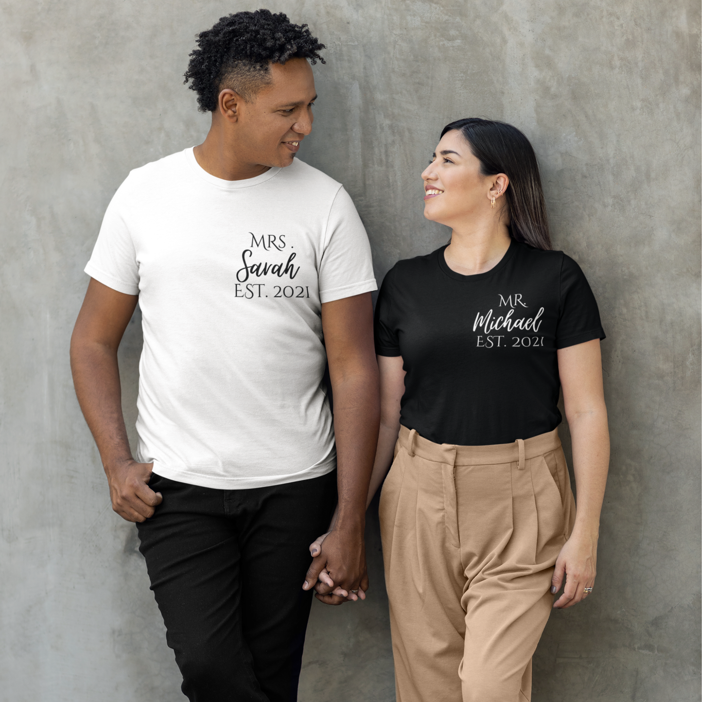 Custom Mr. and Mrs. Shirts | Couple Gift | Wedding and Anniversary T-Shirt with Name and Year