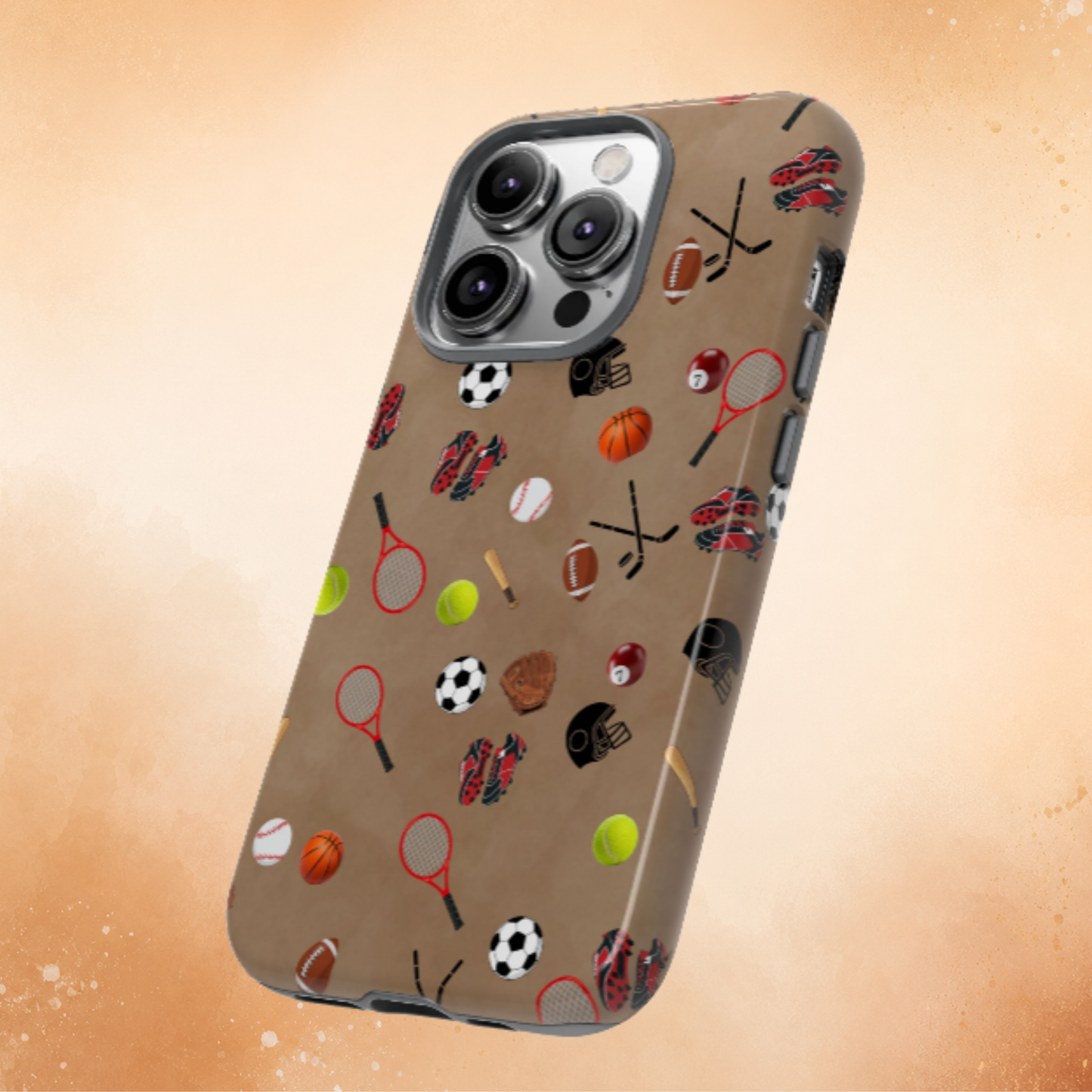 Sports Pattern Phone Case | Athletic iPhone & Samsung Tough Case | Soccer Baseball Basketball Tennis Football Design | Sports Lover Gift