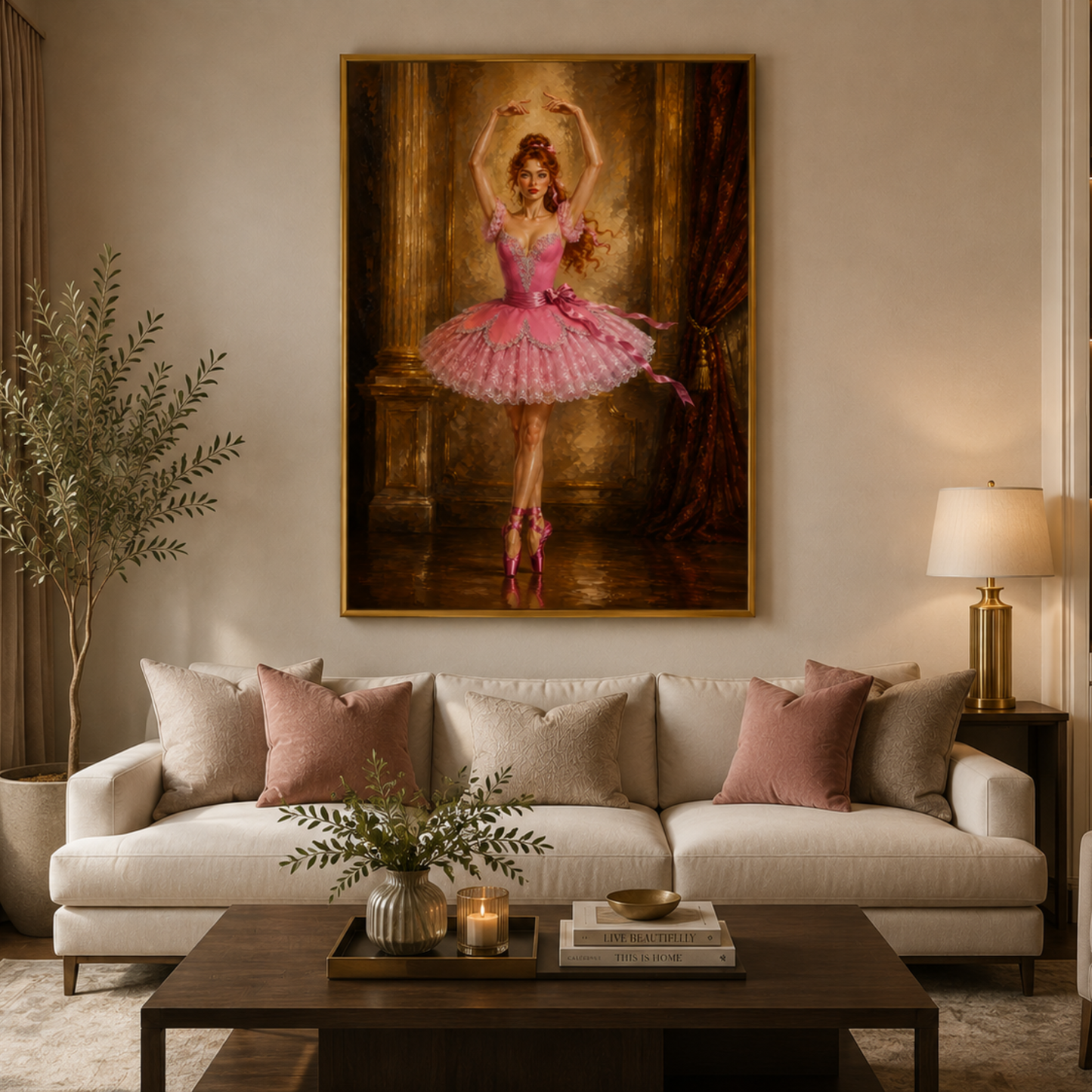 Pink Ballerina Wall Art Printable | Ballet Dancer Oil Painting | Digital Download