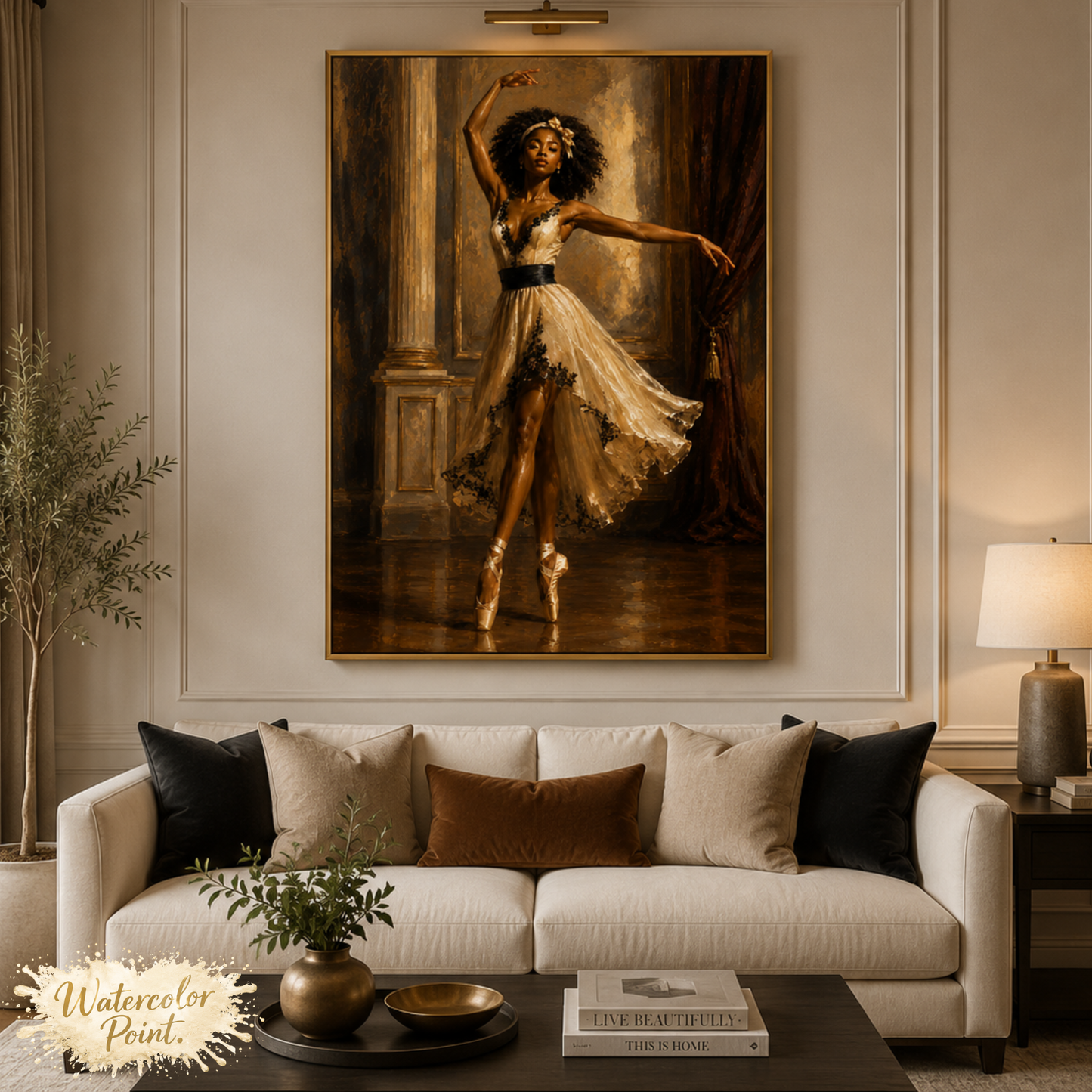 Black Ballerina Oil Painting | Instant Digital Download | Printable Wall Art