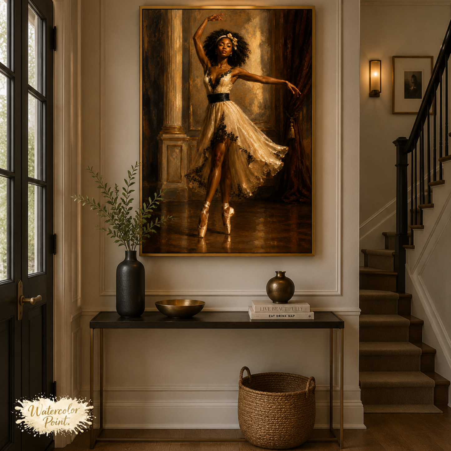 Black Ballerina Oil Painting | Instant Digital Download | Printable Wall Art