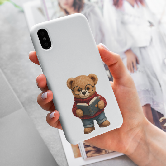 Personalized Teddy Bear Phone Case | Cute Book Lover iPhone & Samsung Case | Custom Name Floral